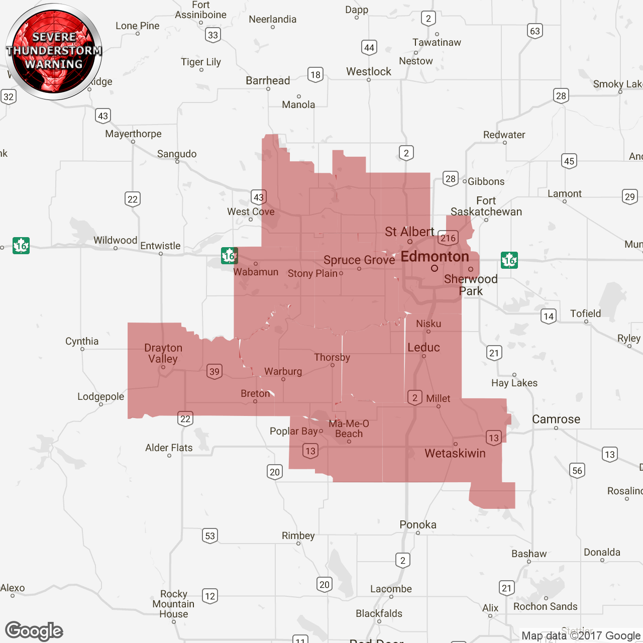 Severe Thunderstorm Warning Issued