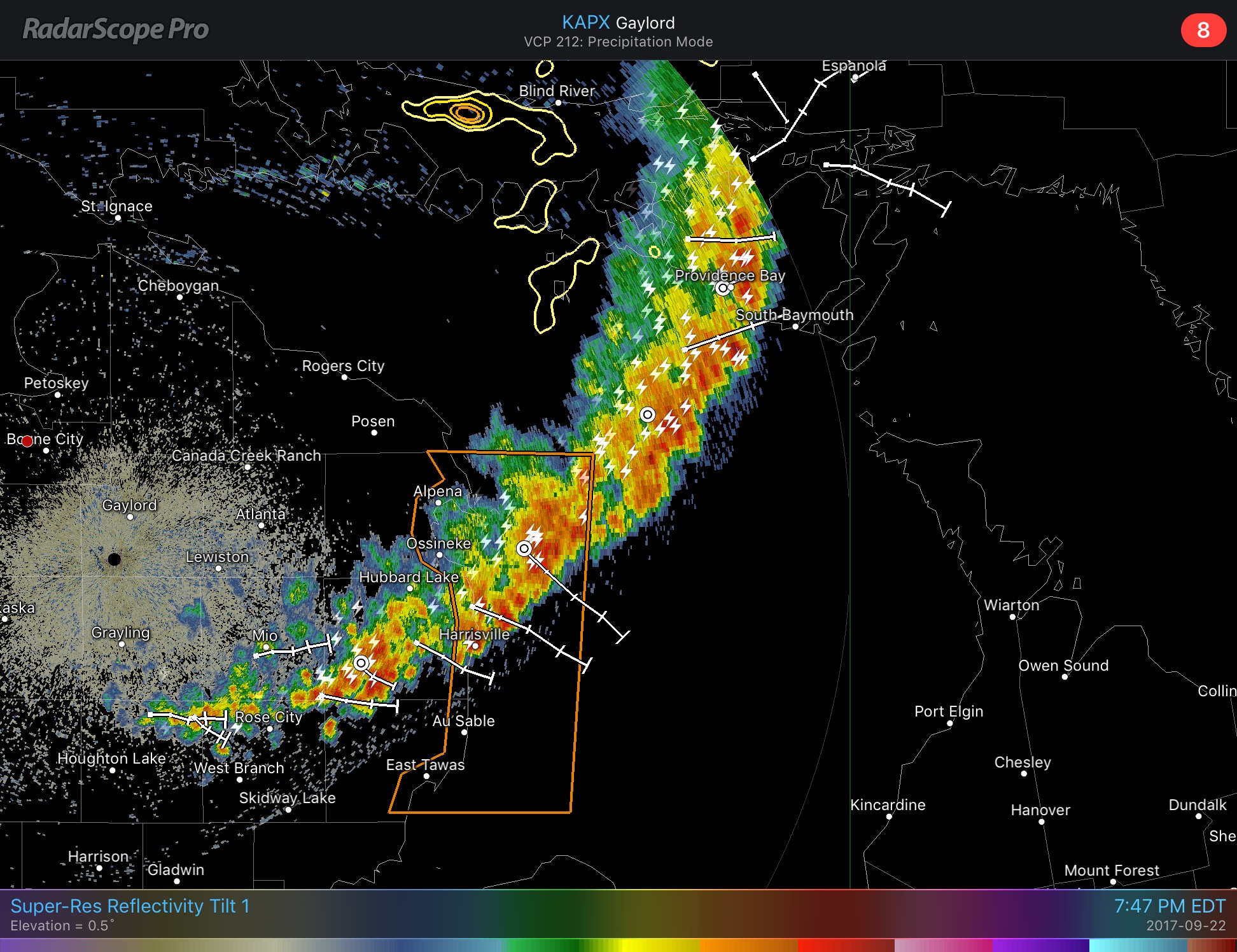 Radar Update Thunderstorms Moving Across Lake Huron This Evening