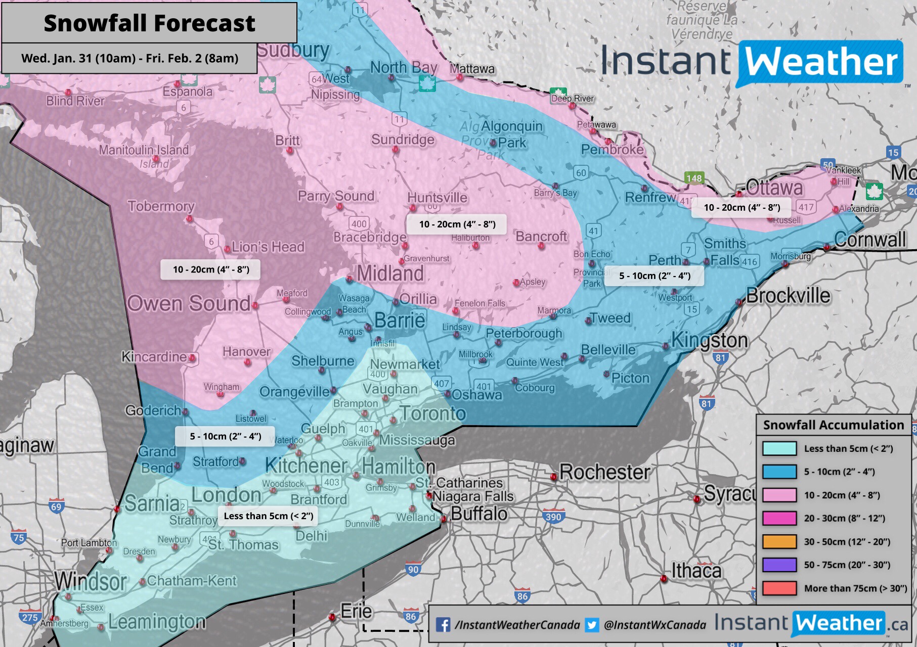 Clipper And Lake Effect Snow To Bring Up To 10-20cm Of Snow To Southern ...