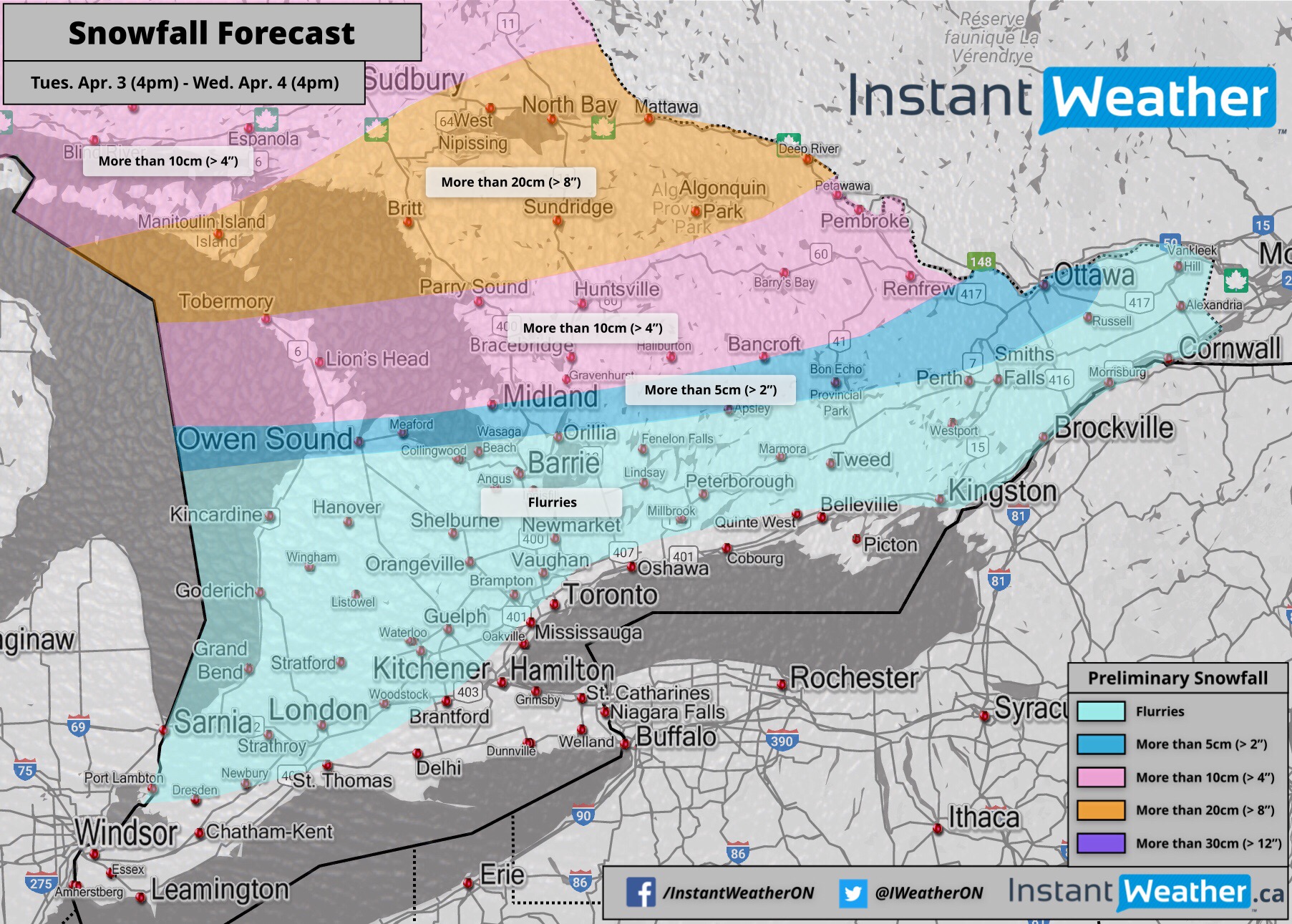 Late Season Winter Storm to Impact Parts of Central and Eastern Ontario