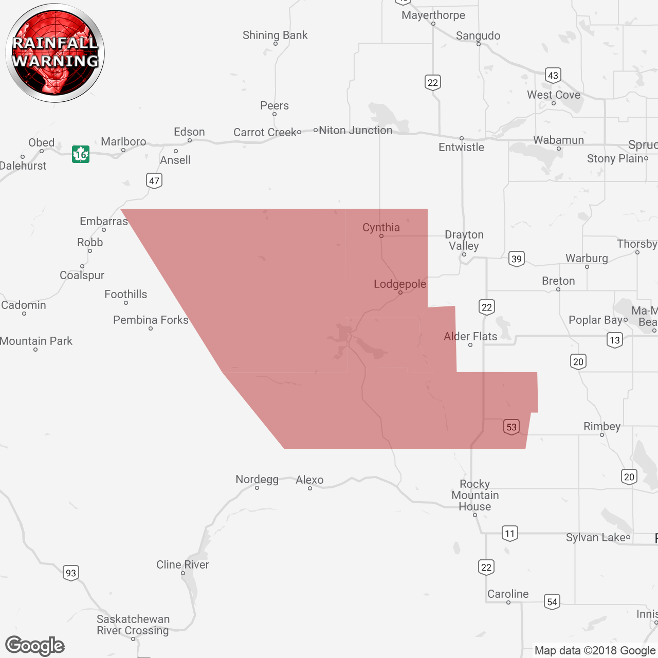 Rainfall Warning Issued