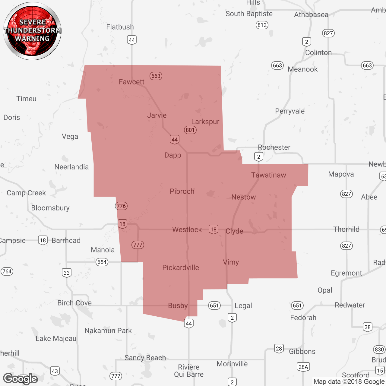 Severe Thunderstorm Warning Issued