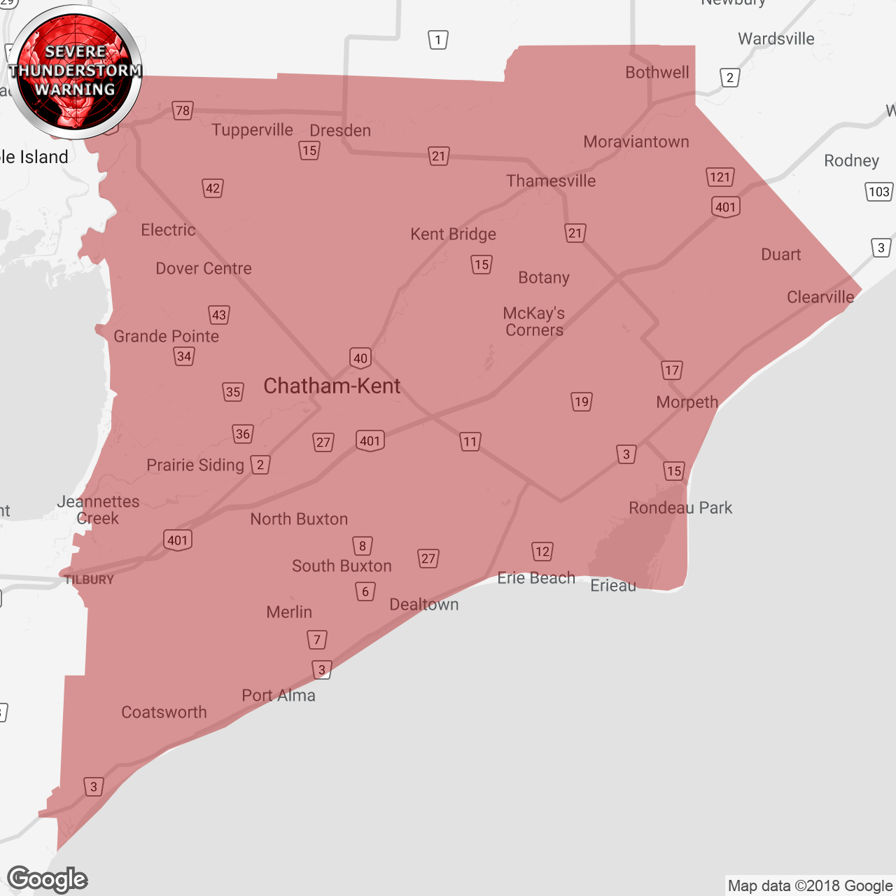 Severe Thunderstorm Warning Issued