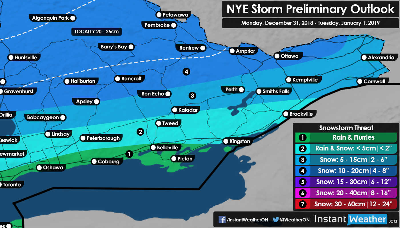Messy Winter Storm for New Year’s Eve; 1020cm of Snowfall Accumulation