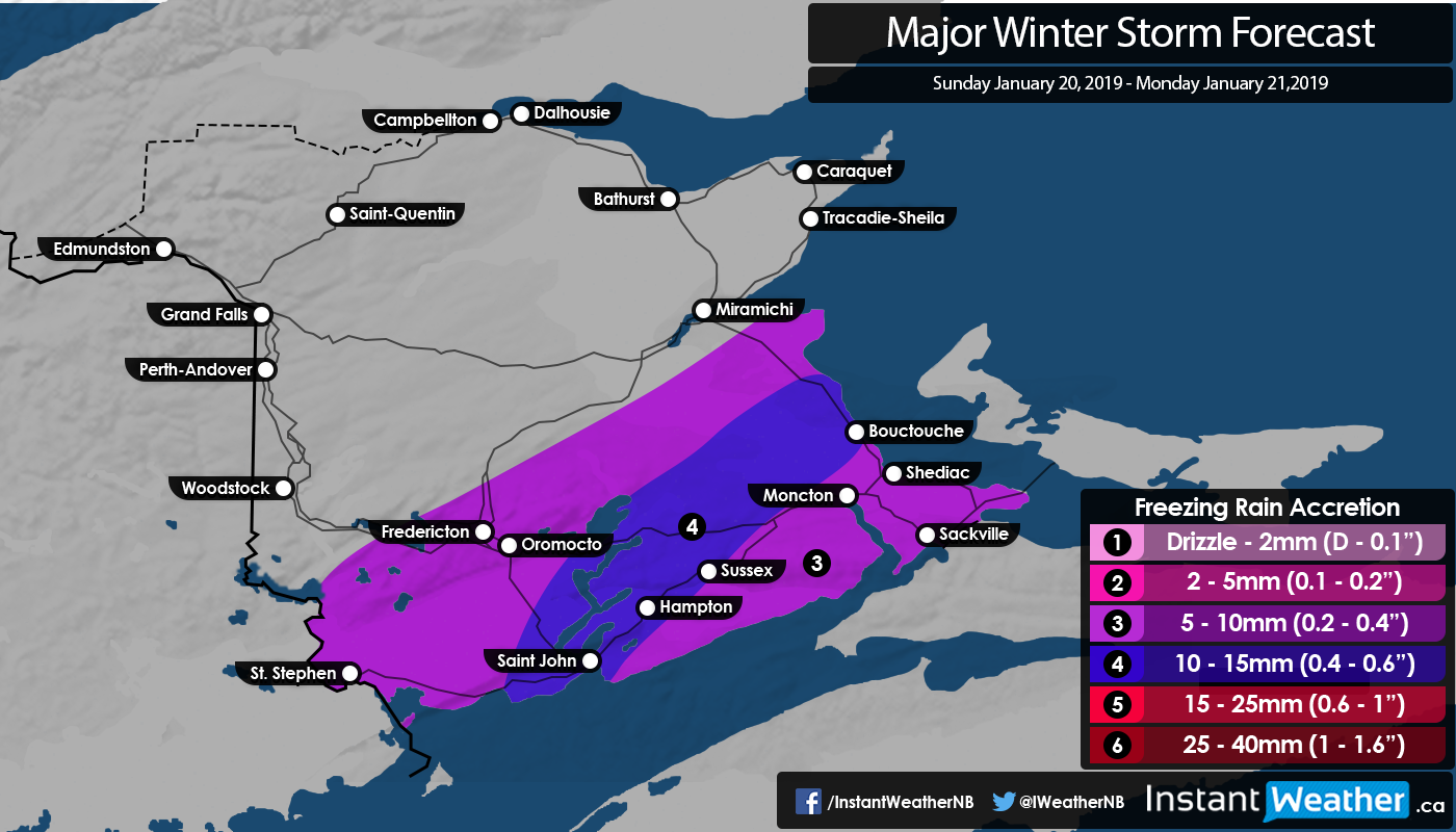 Major Winter Storm Looking Likely for NB This Sunday Snowfall Amounts 50+cm, Several Hours of