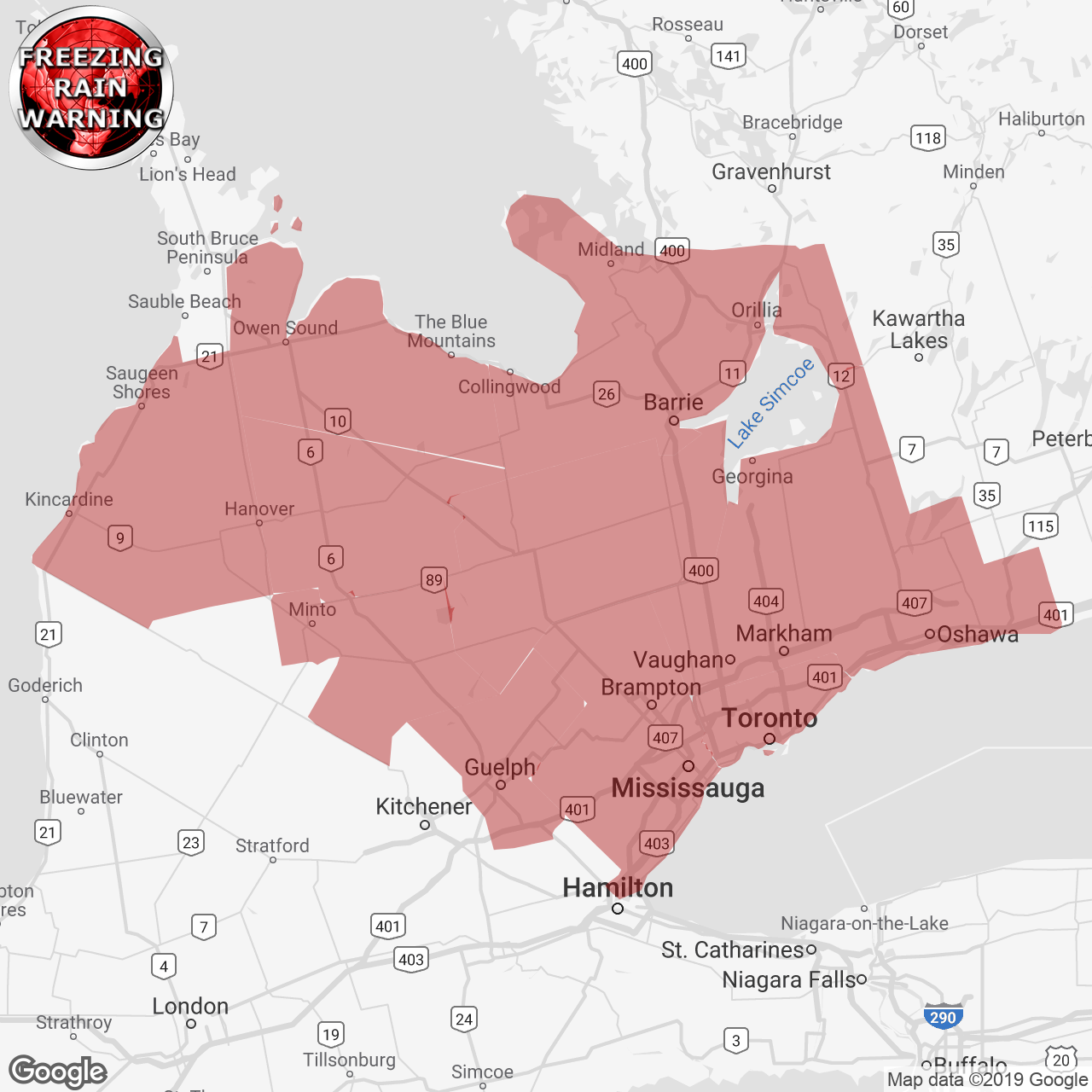 Freezing rain warning issued