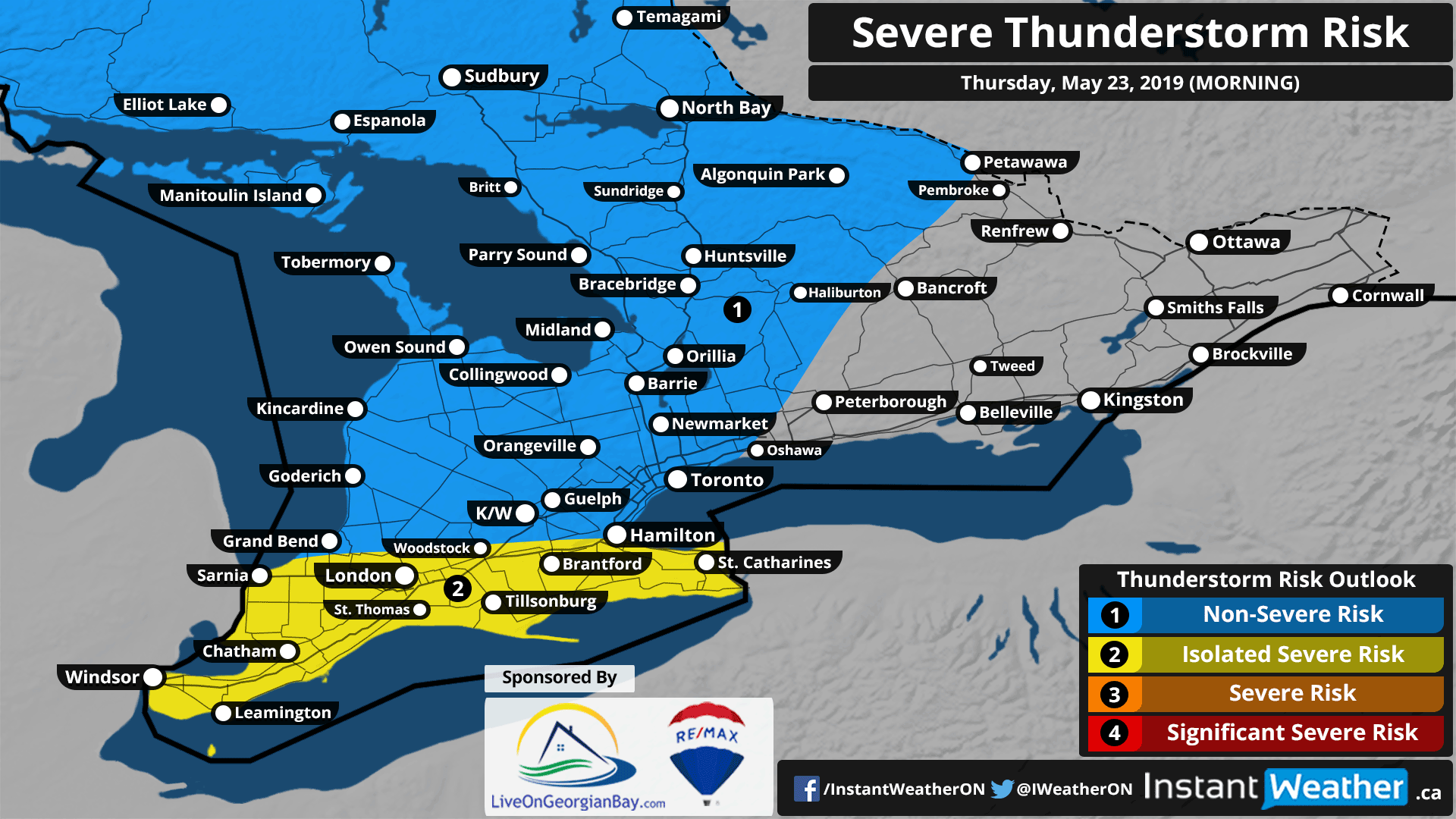 Threat of Severe Thunderstorms for Eastern Ontario on Thursday with