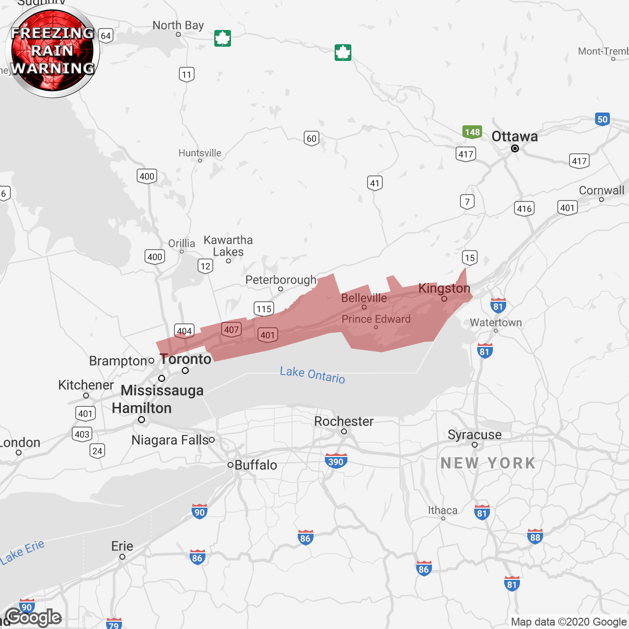 Freezing rain warning issued