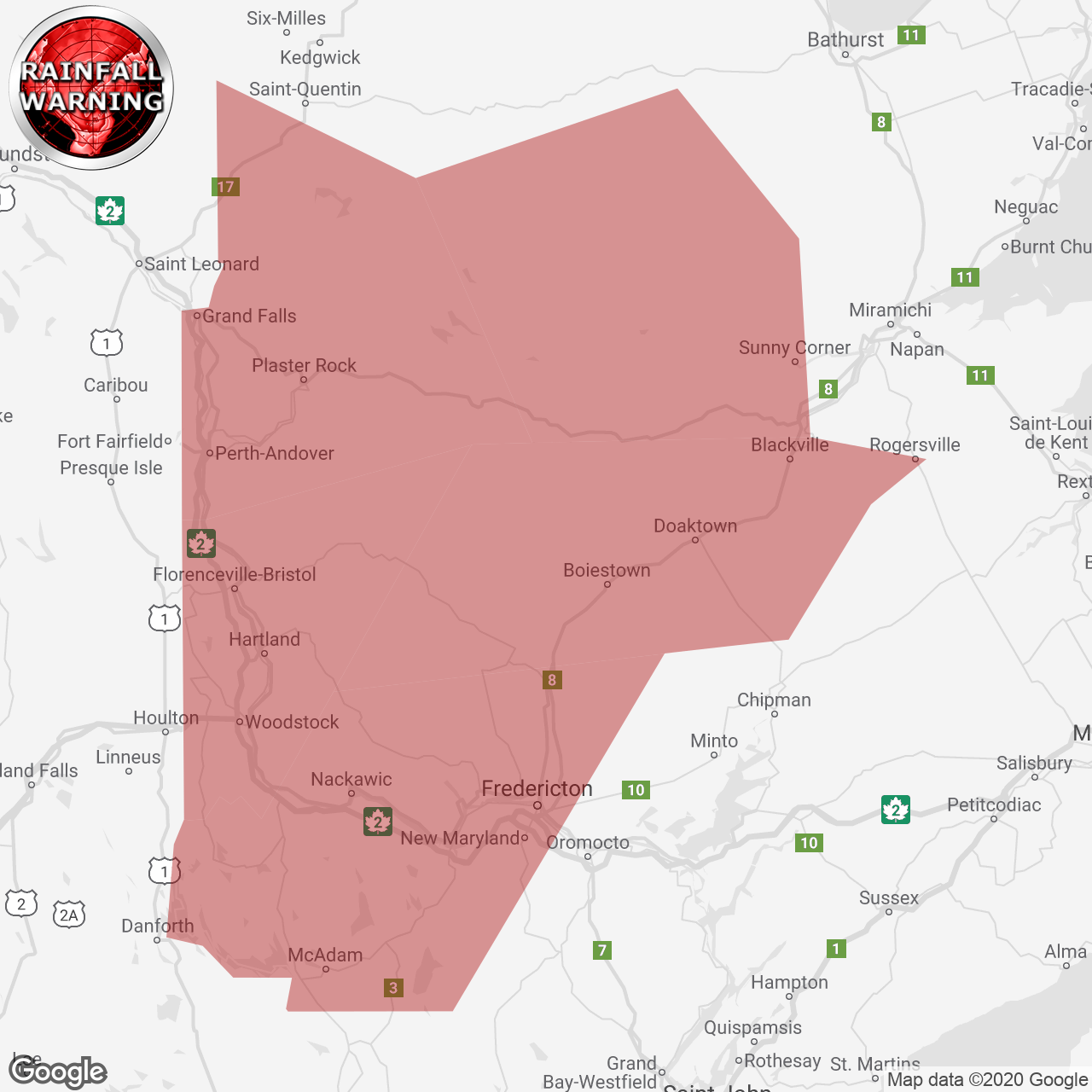 Rainfall Warning Issued