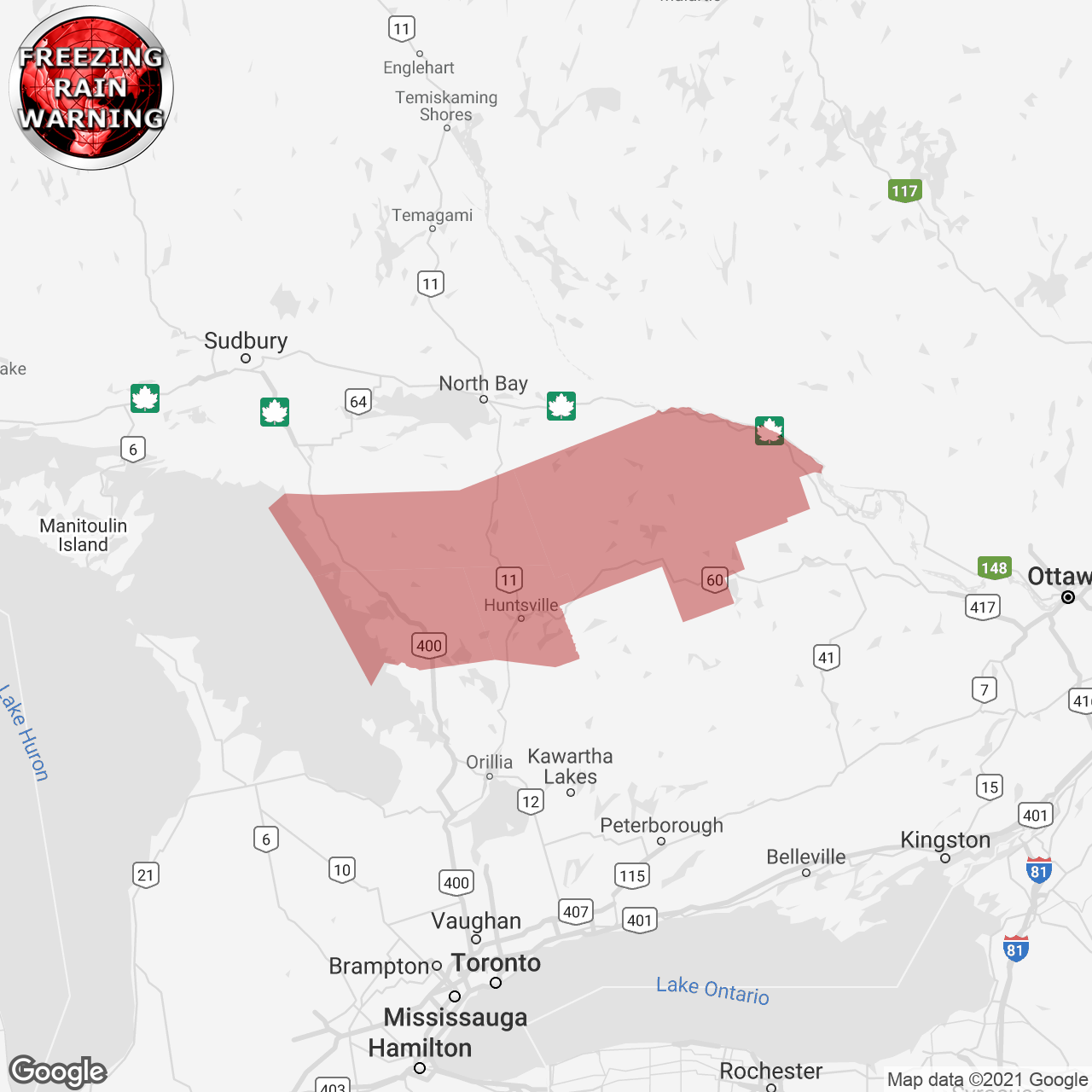 Freezing Rain Warning Issued