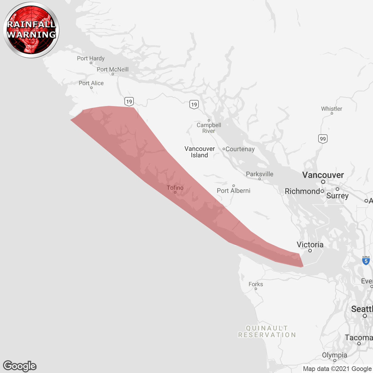 Rainfall Warning Issued