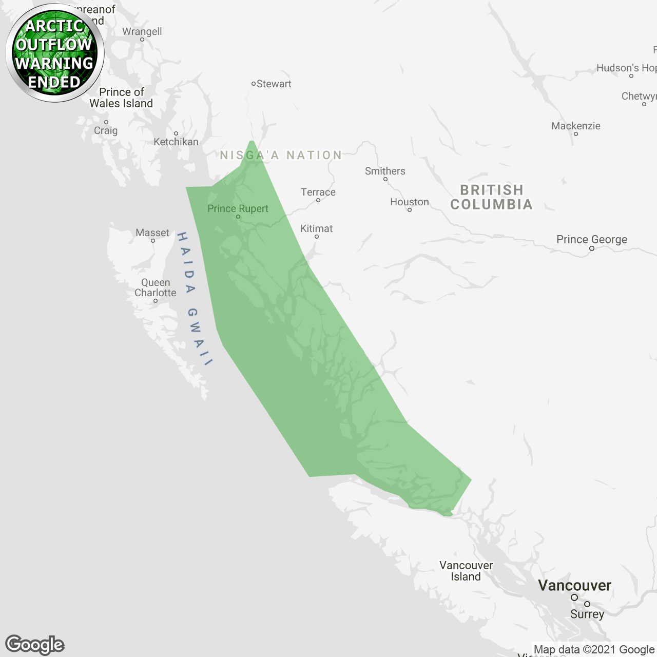 Arctic Outflow Warning Ended