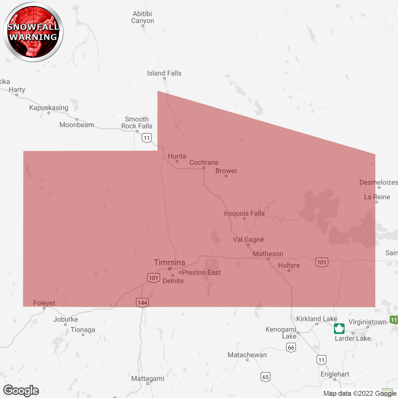 Snowfall Warning Issued