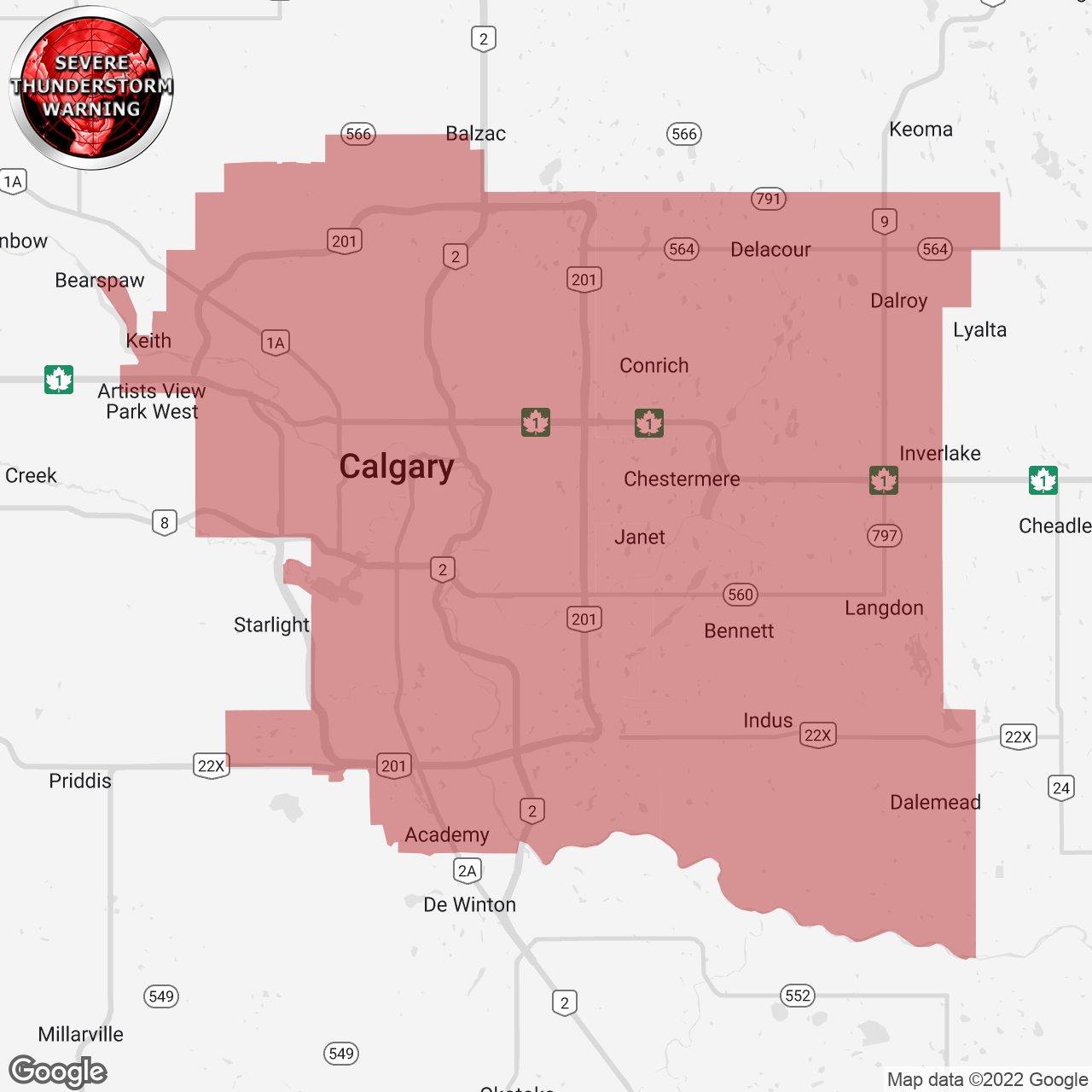 Severe Thunderstorm Warning Issued