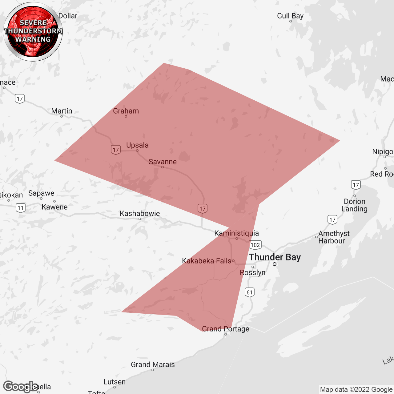 Severe Thunderstorm Warning Issued