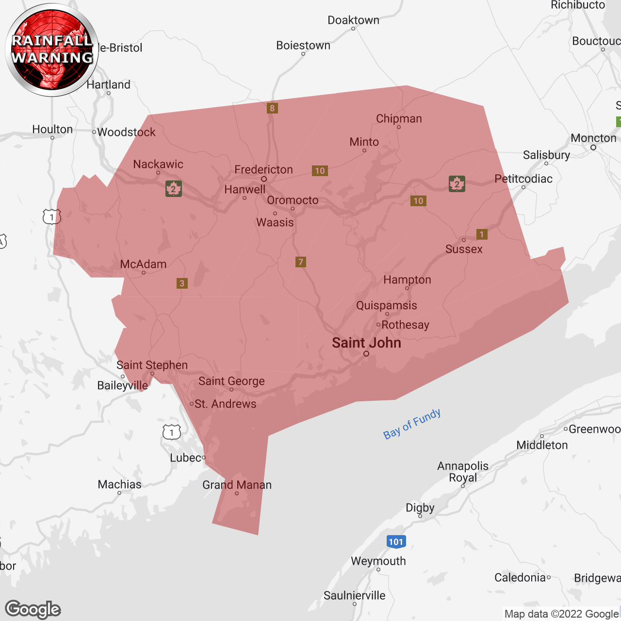 Rainfall Warning Issued