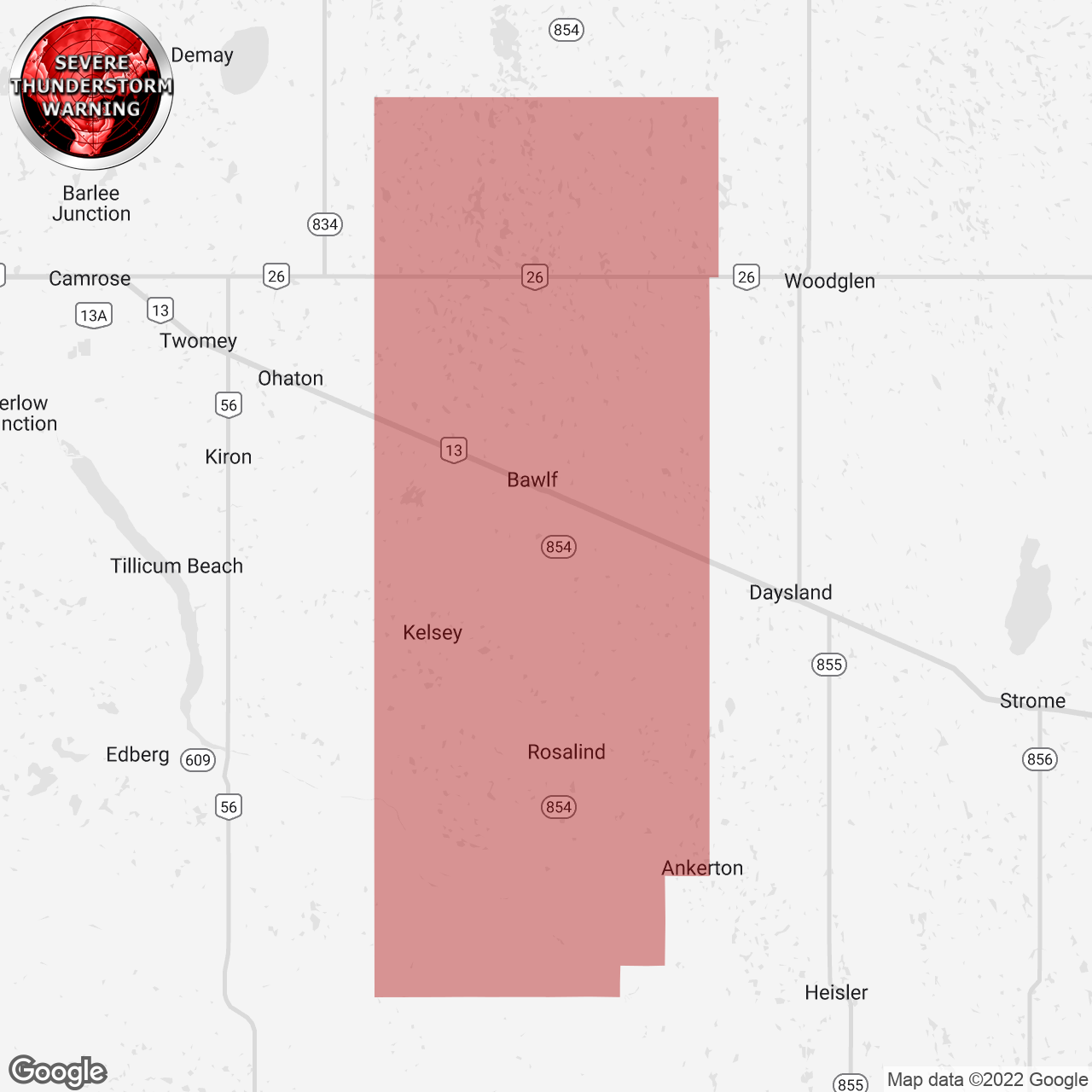 Severe Thunderstorm Warning Issued