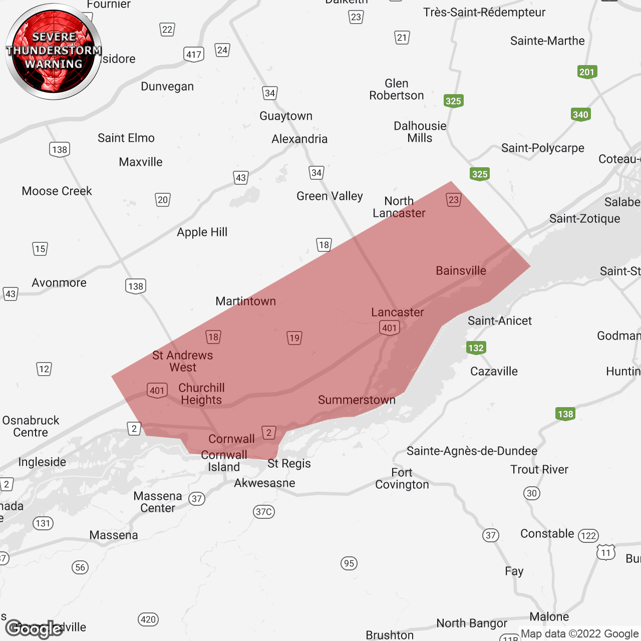 Severe Thunderstorm Warning Issued