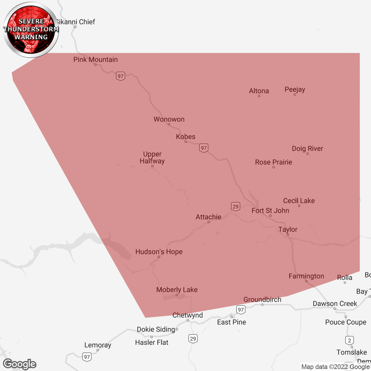 Severe Thunderstorm Warning Issued