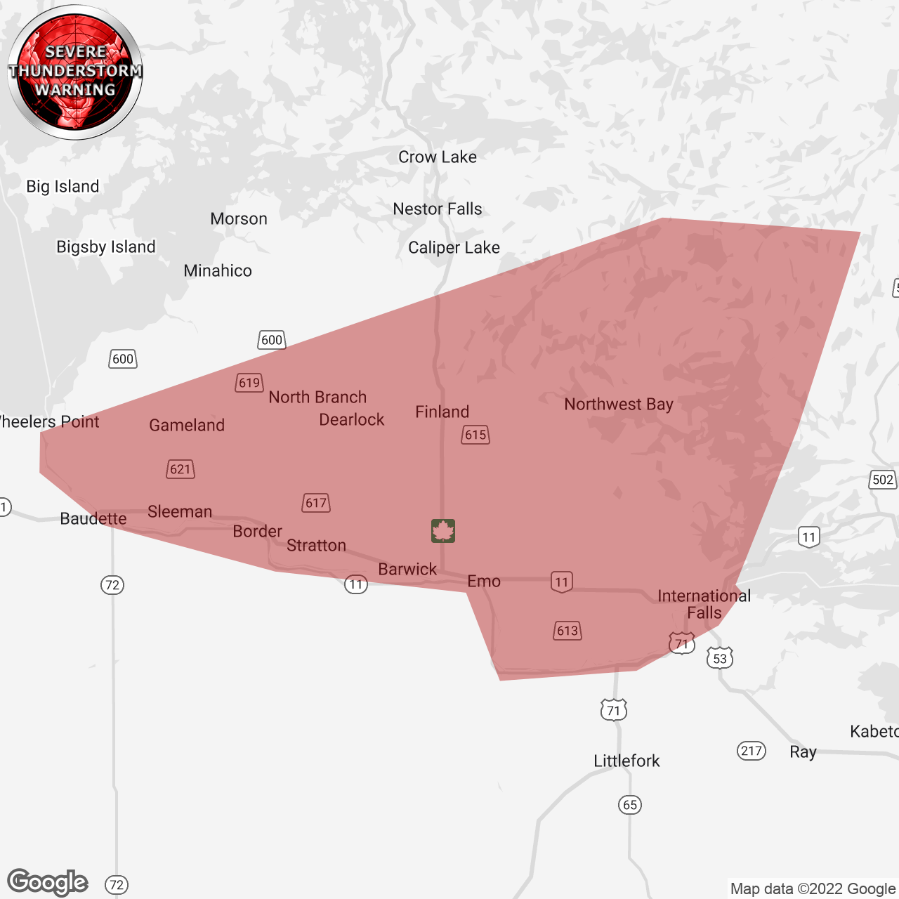 Severe Thunderstorm Warning Issued