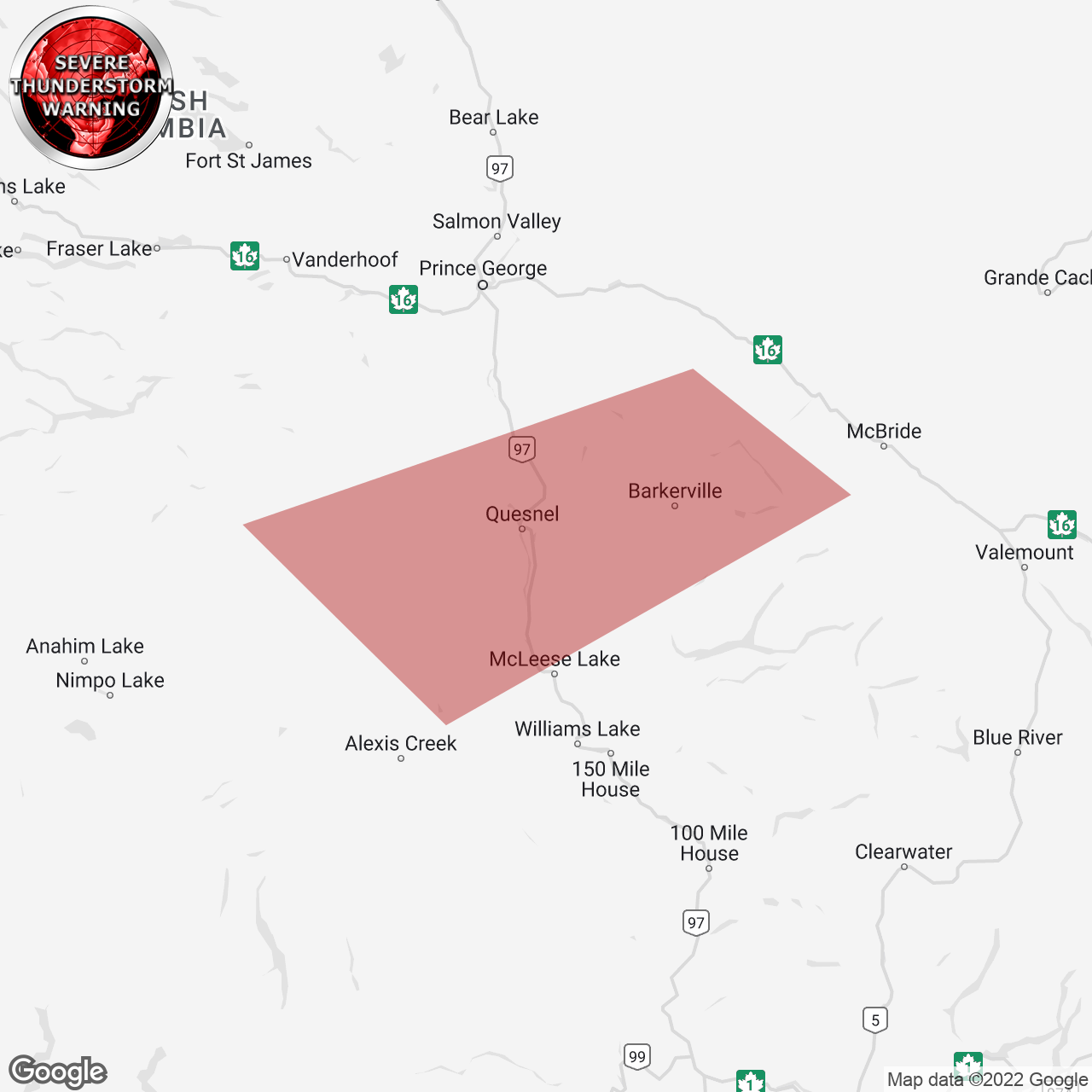 Severe Thunderstorm Warning Issued