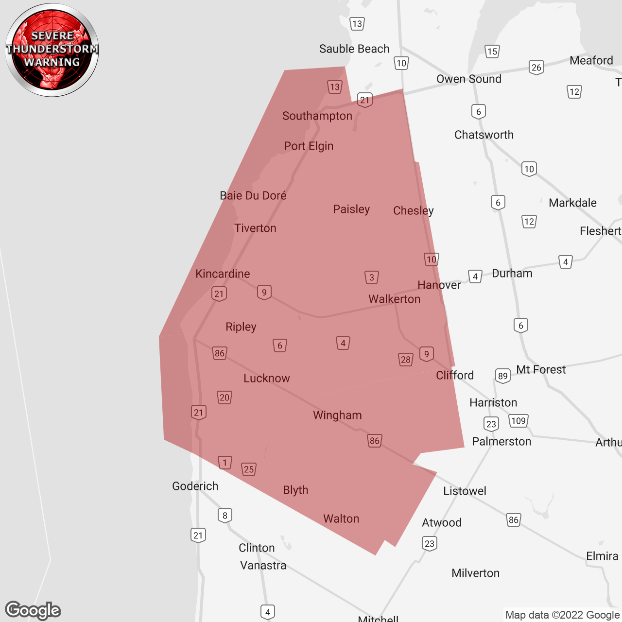 Severe Thunderstorm Warning Issued