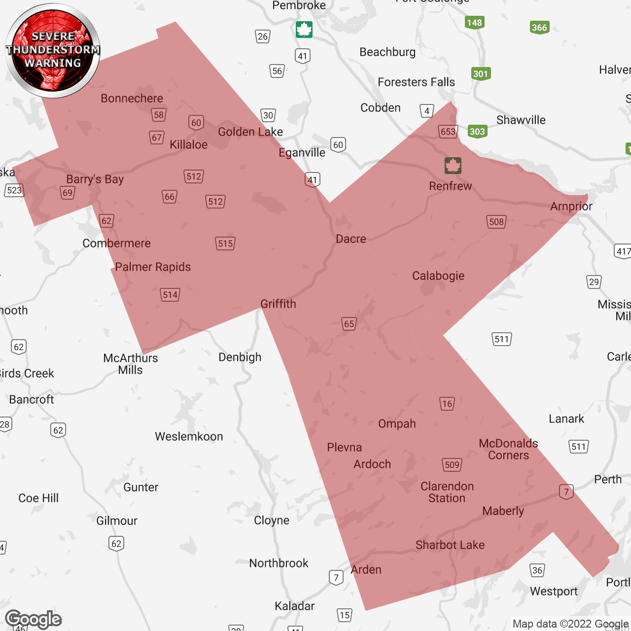 Severe Thunderstorm Warning Issued