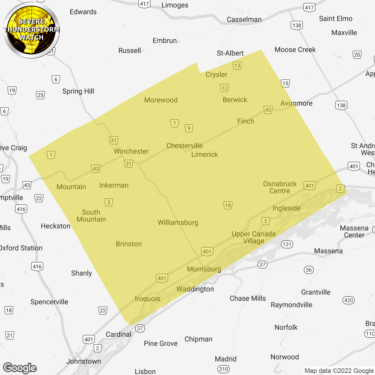 Severe Thunderstorm Watch Issued