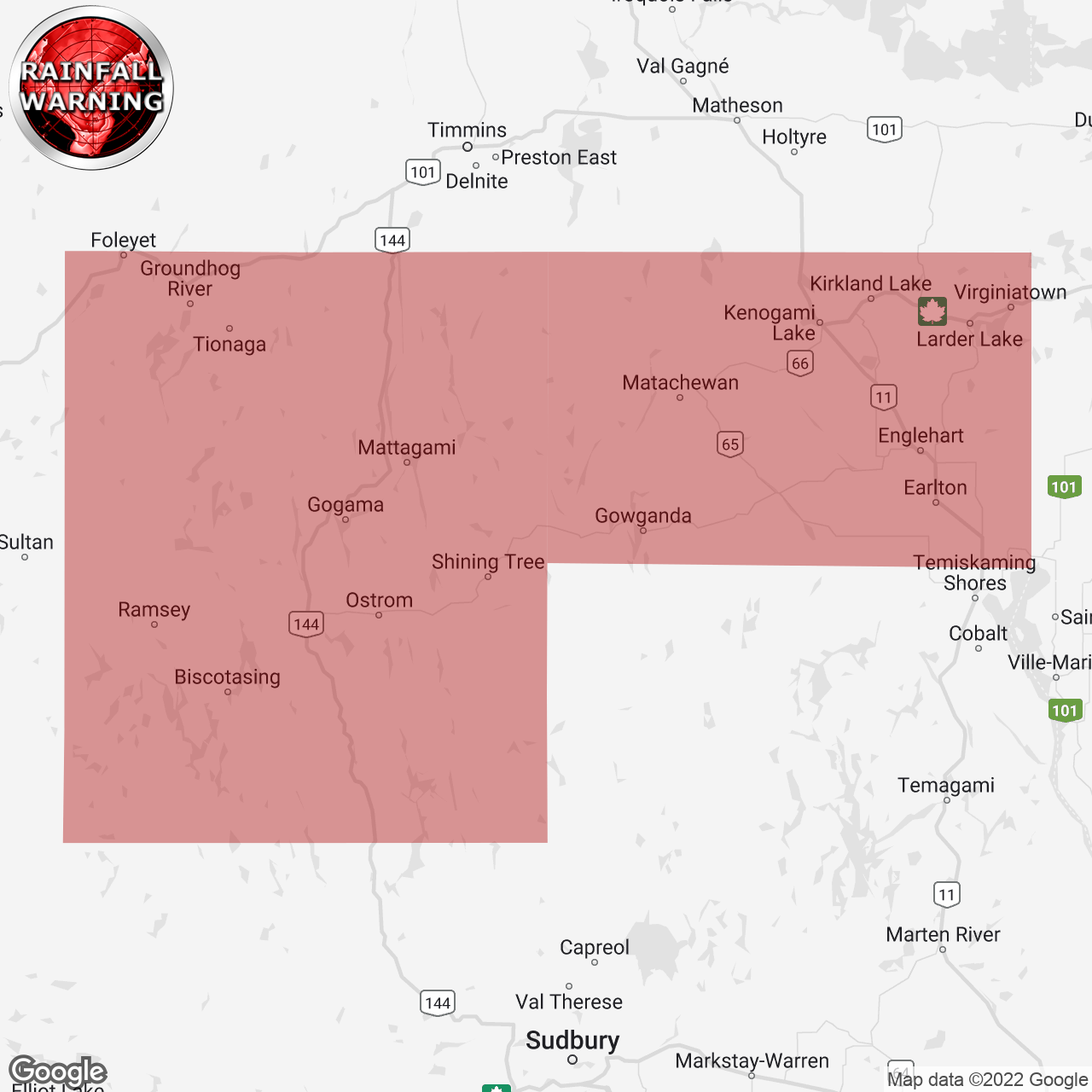 Rainfall Warning Issued