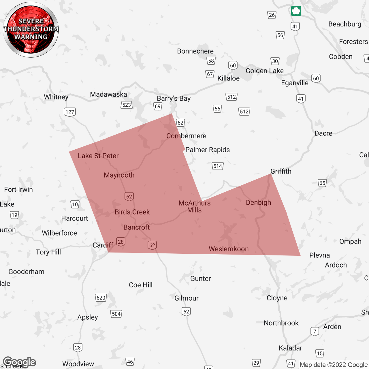 Severe Thunderstorm Warning Issued