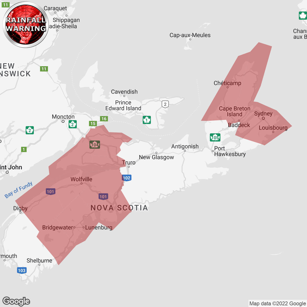 Rainfall Warning Issued