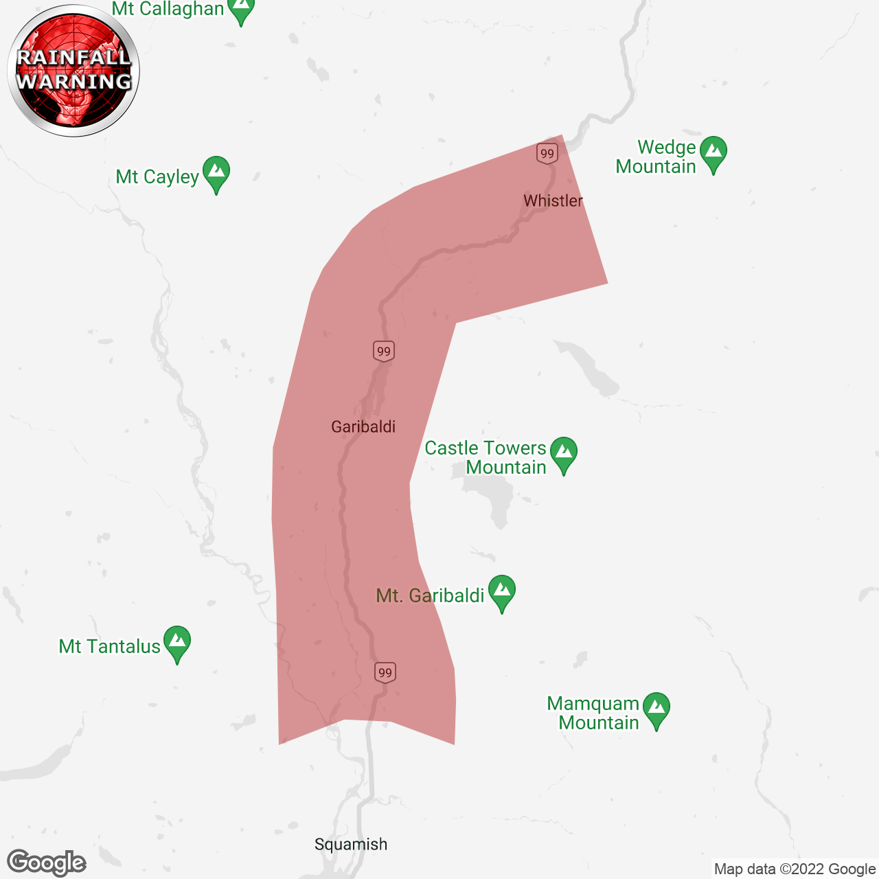 Rainfall Warning Issued