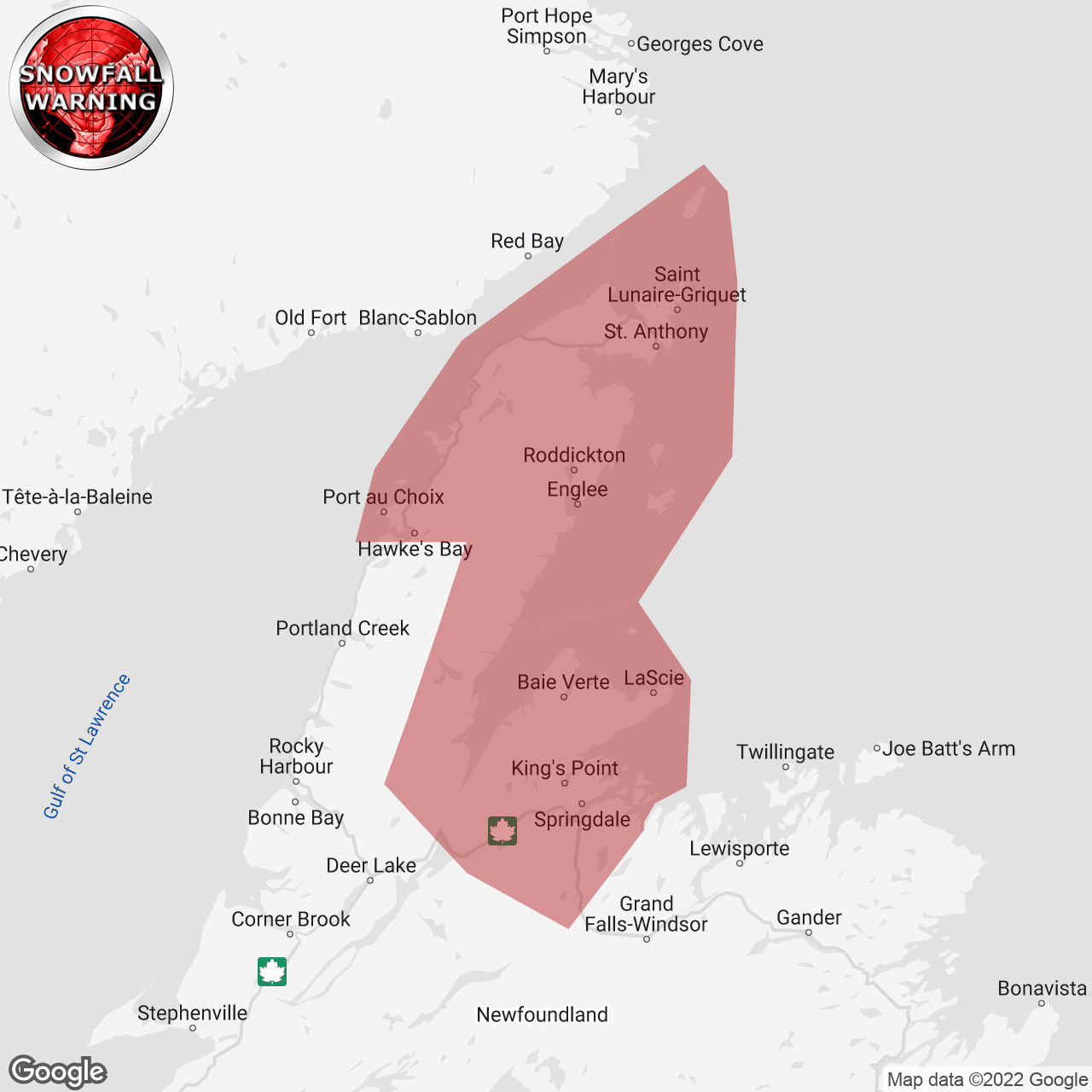 Snowfall Warning Issued