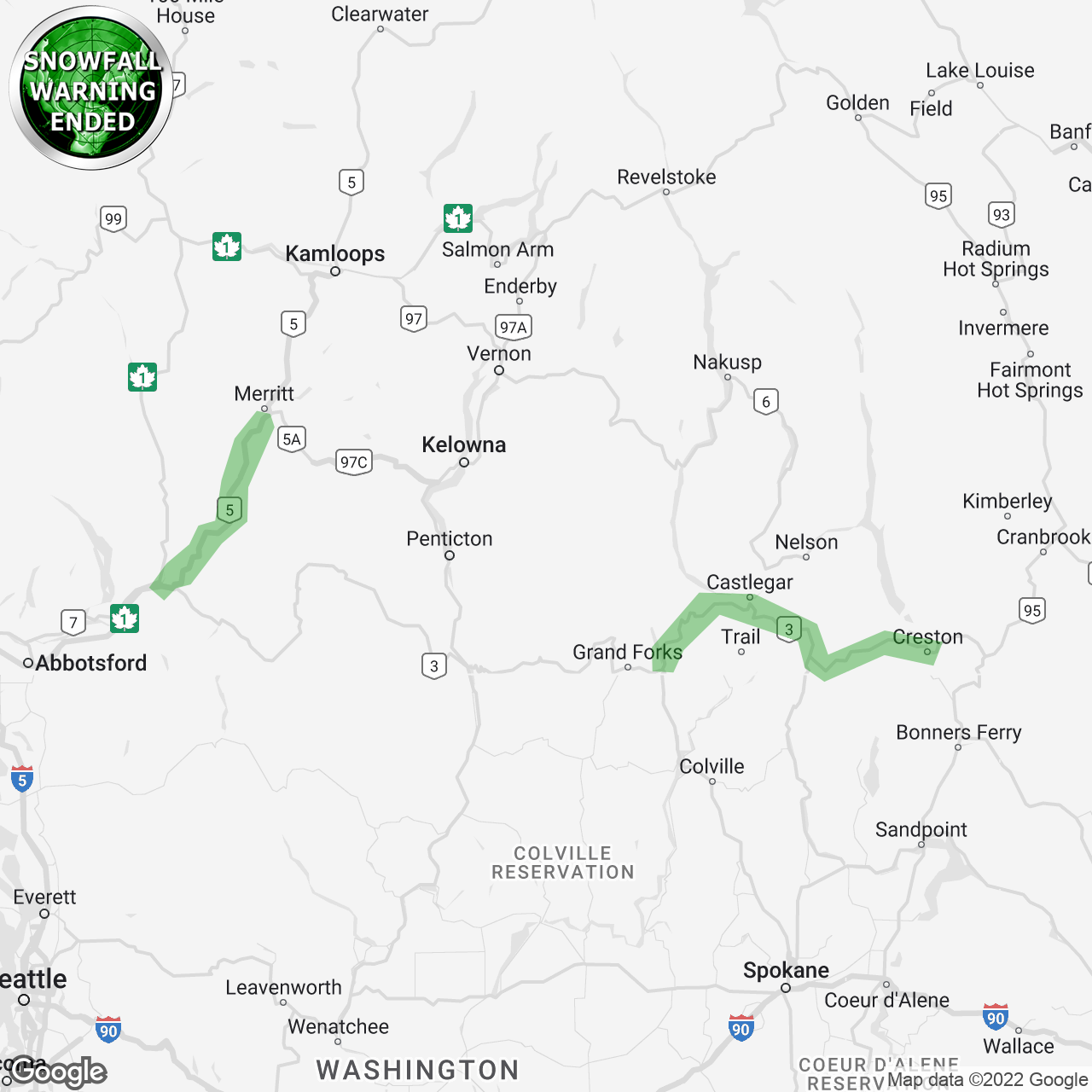 Snowfall Warning Ended