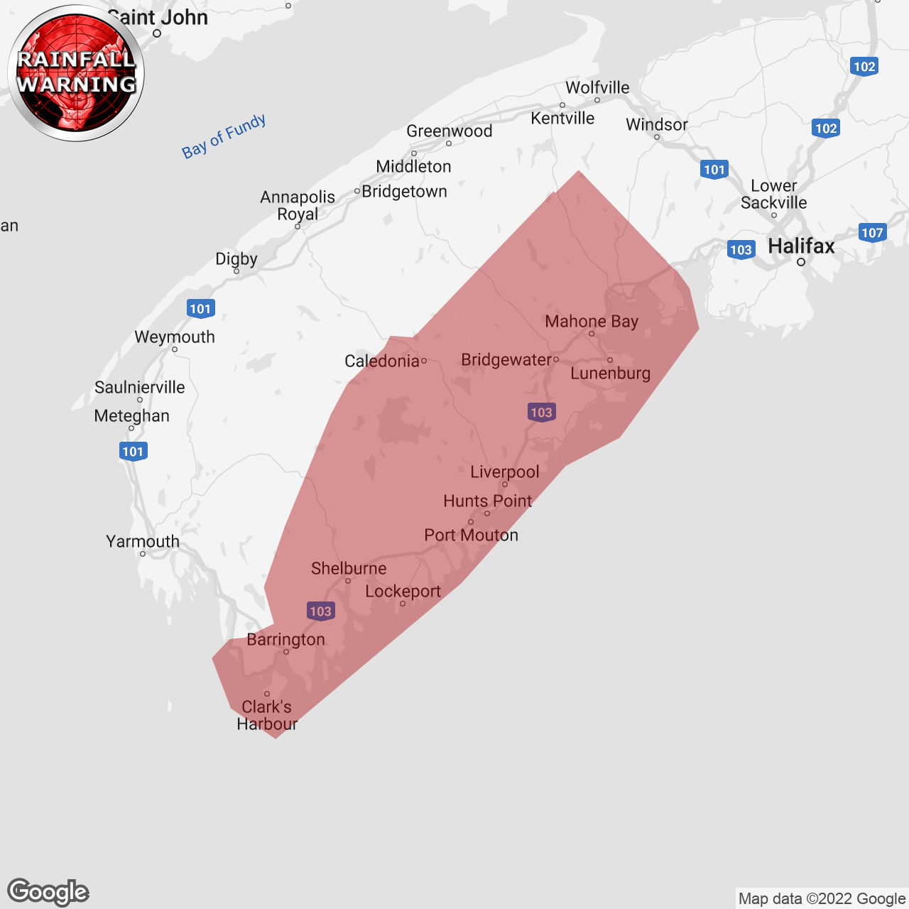 Rainfall Warning Issued