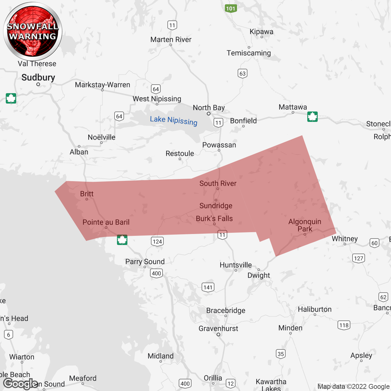Snowfall Warning Issued
