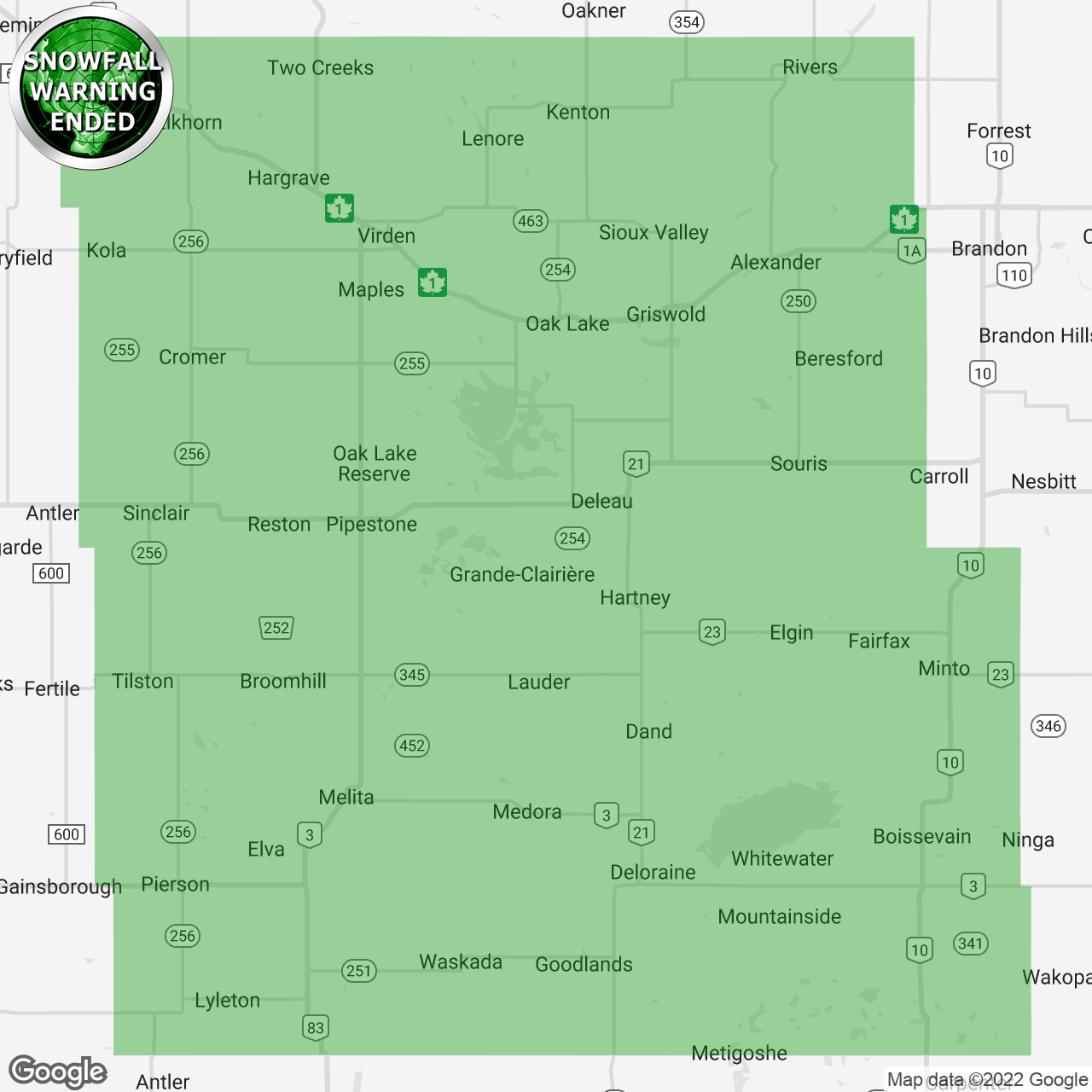 Snowfall Warning Ended