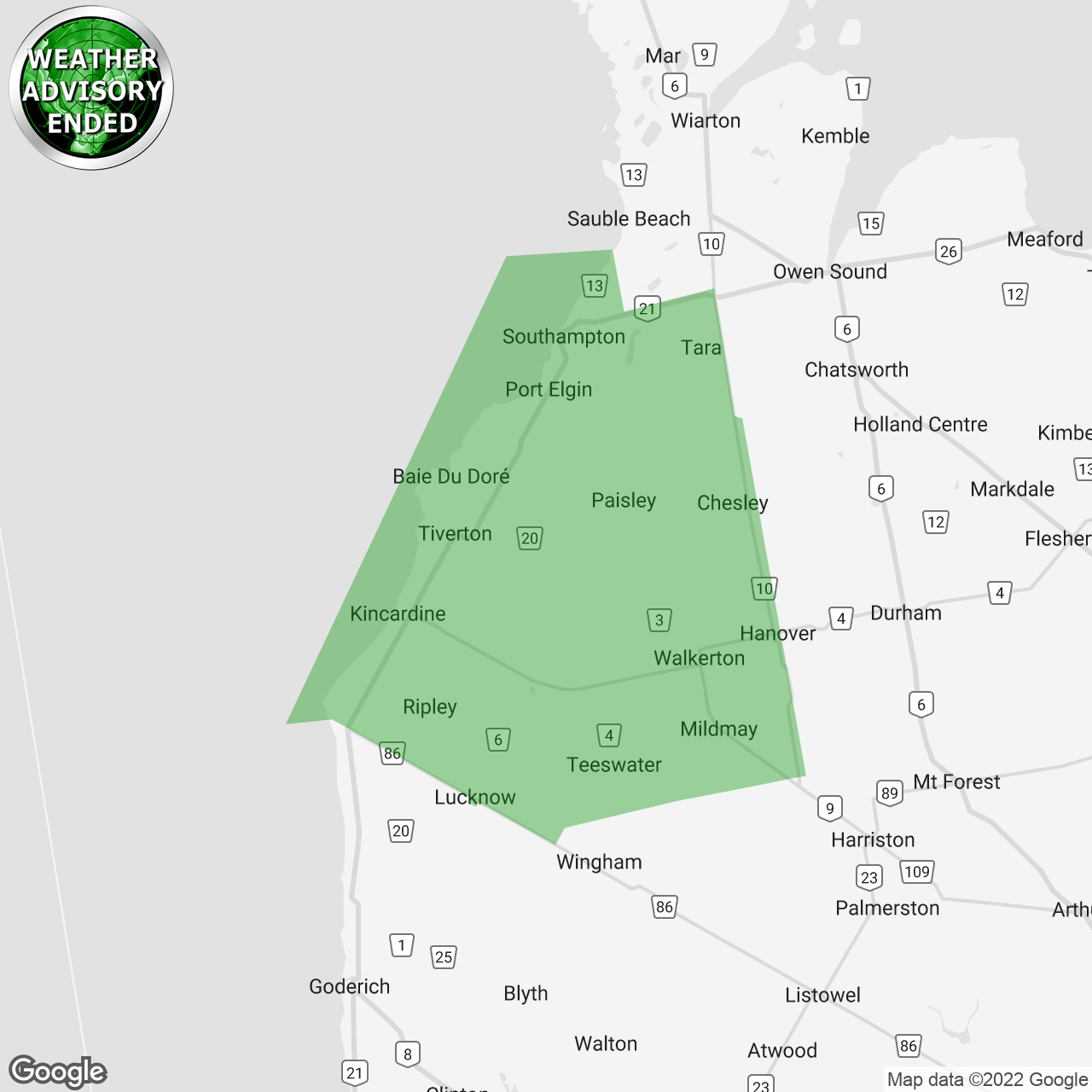 Weather Advisory Ended