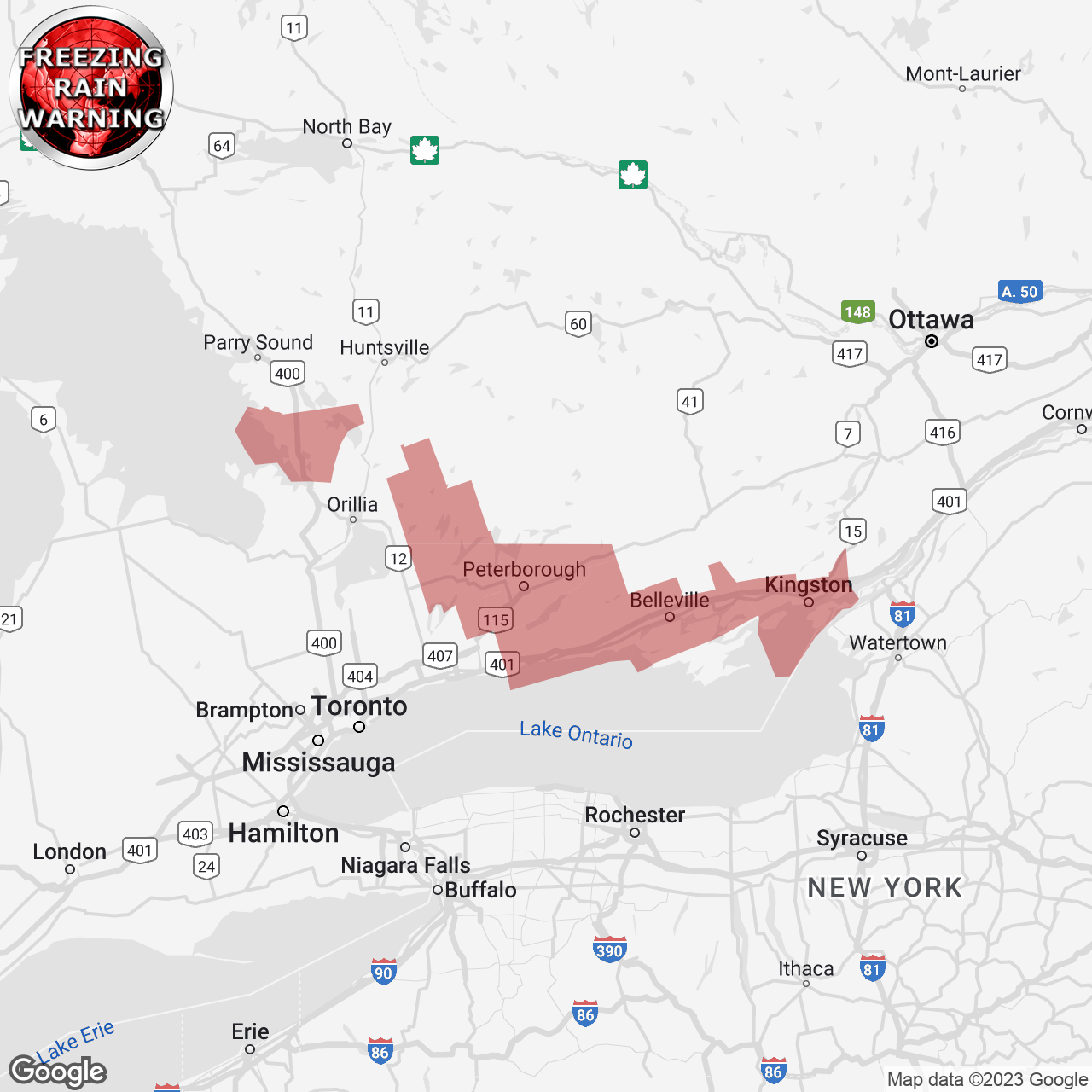 Freezing Rain Warning Issued
