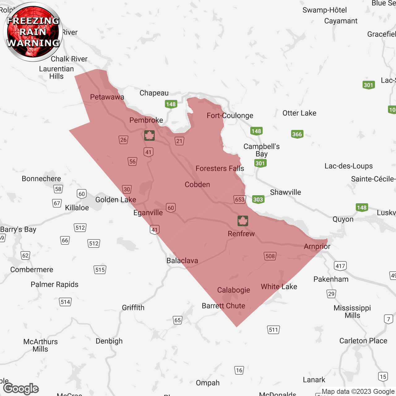 Freezing rain warning issued