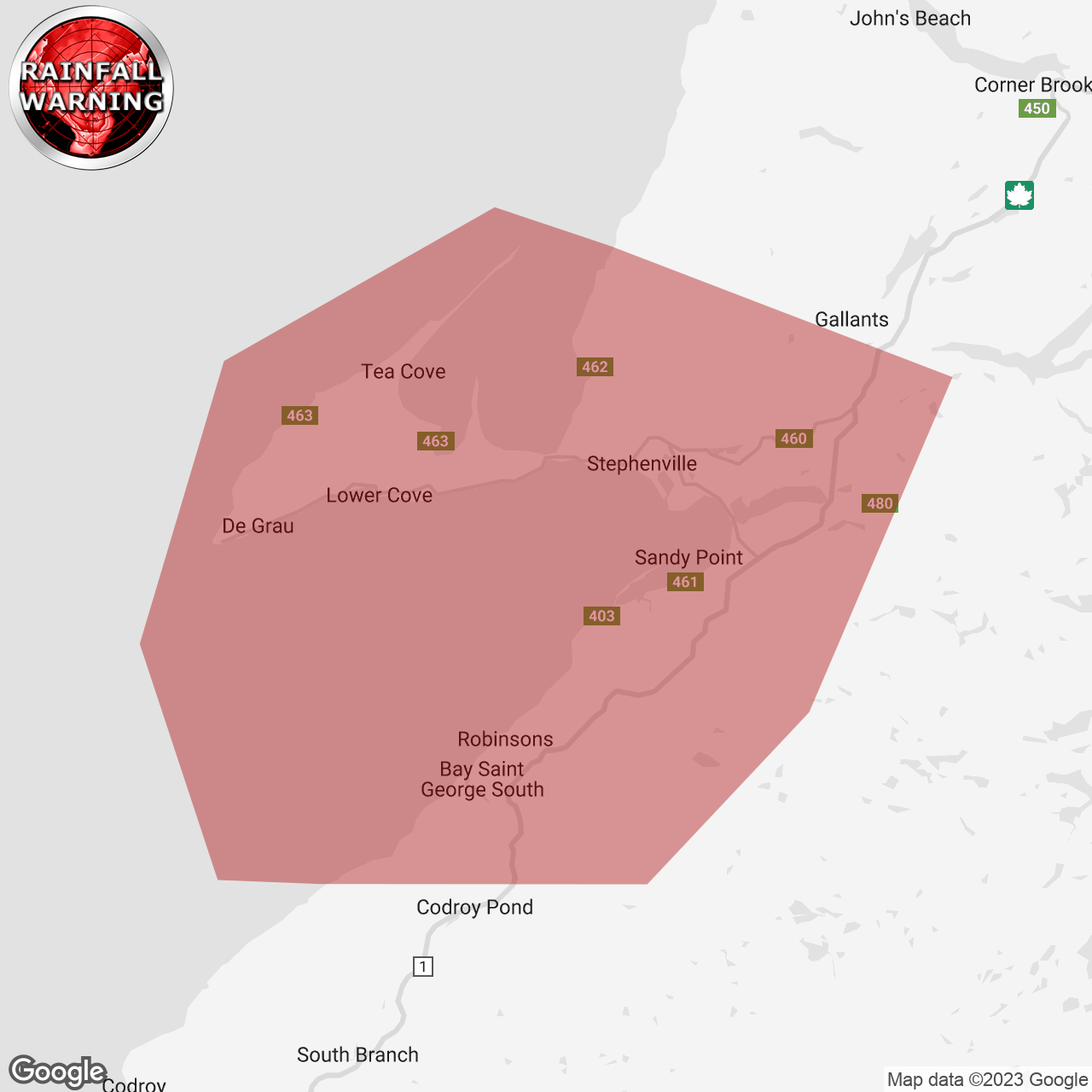 Rainfall Warning Issued