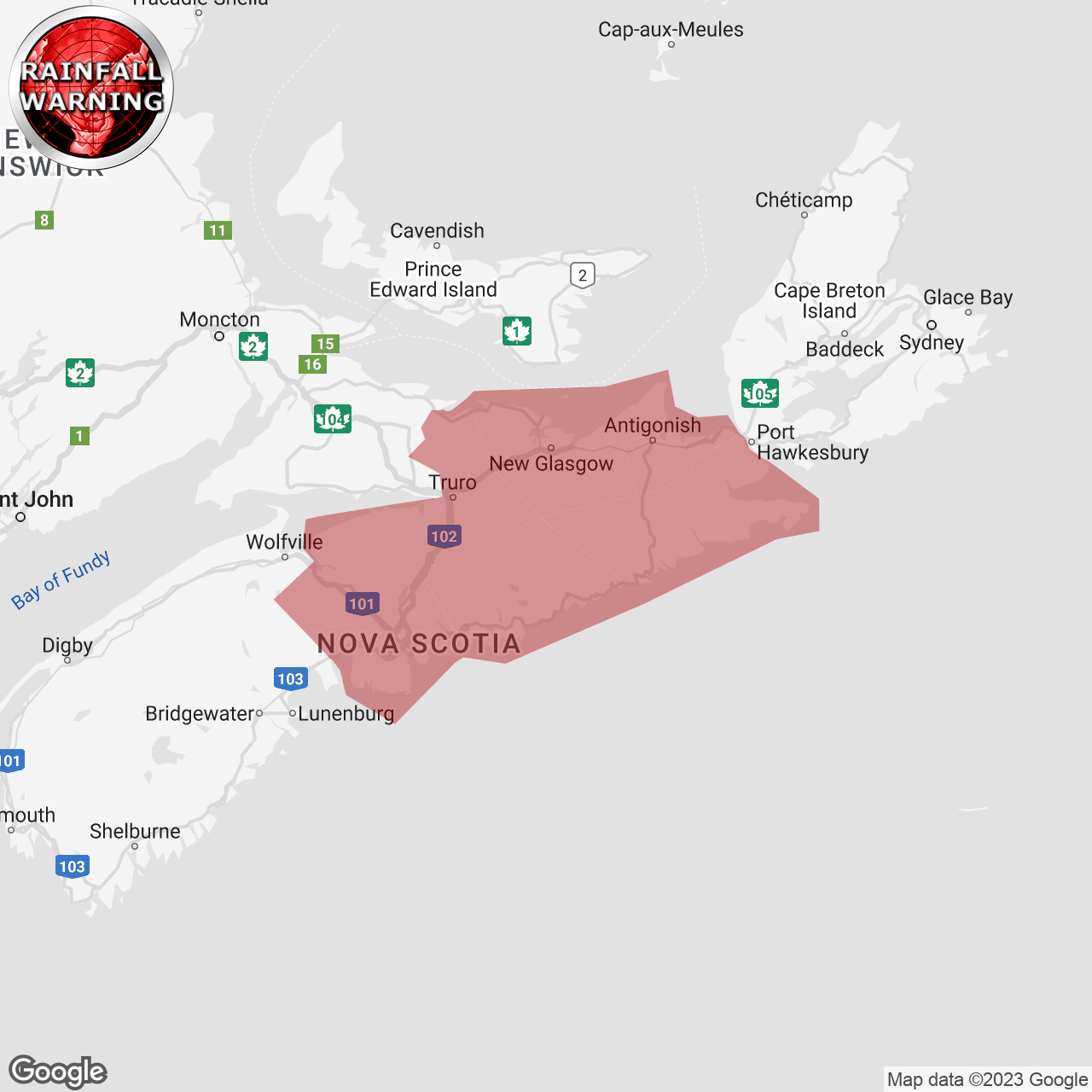 Rainfall Warning Issued