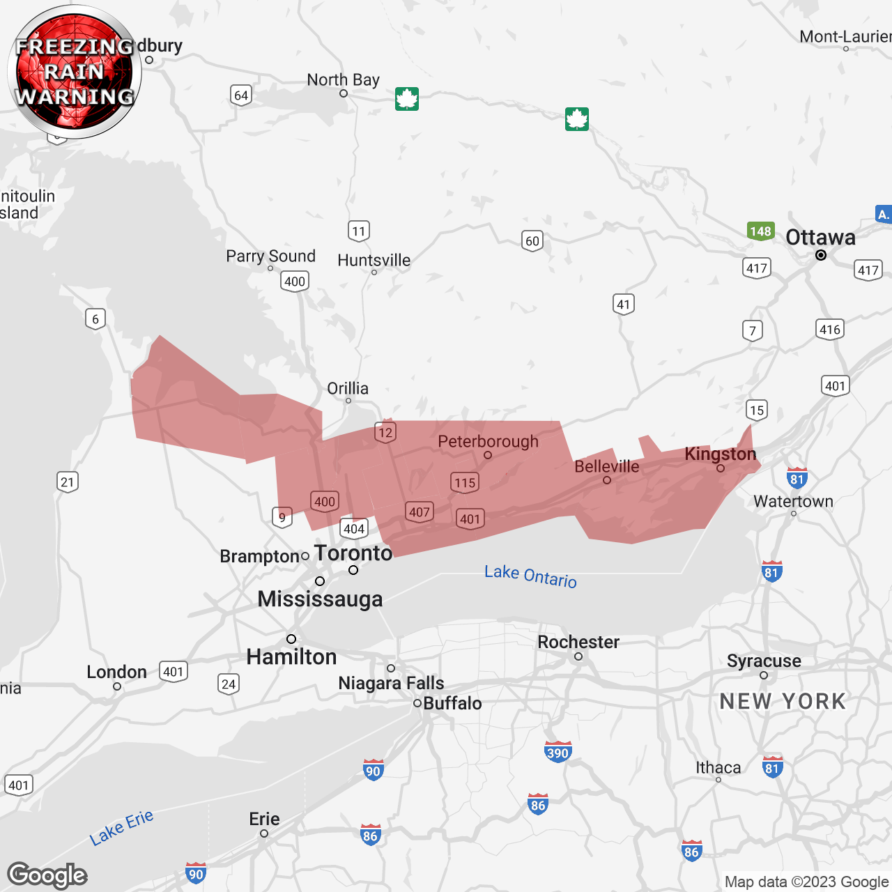 Freezing Rain Warning Issued