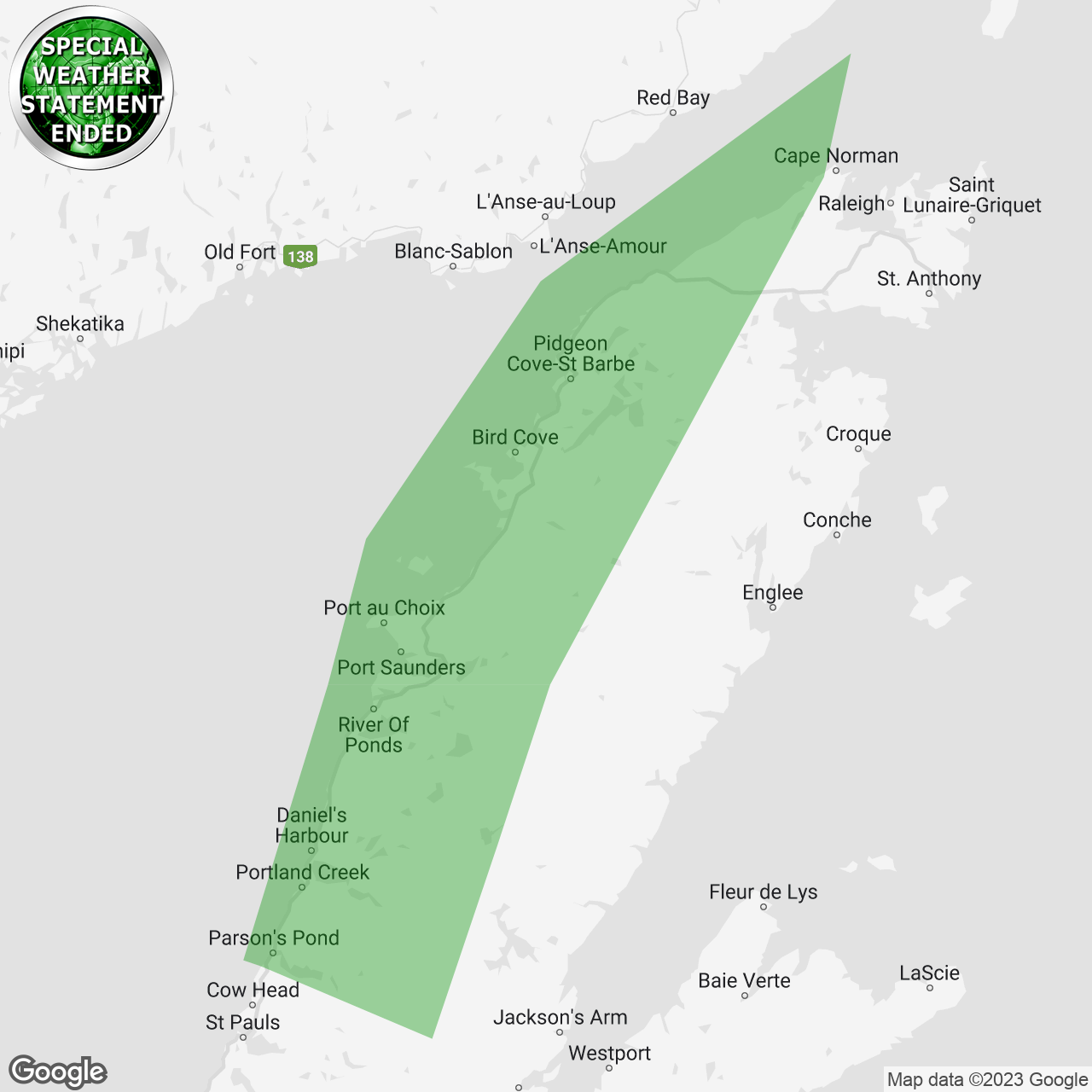Special Weather Statement Ended