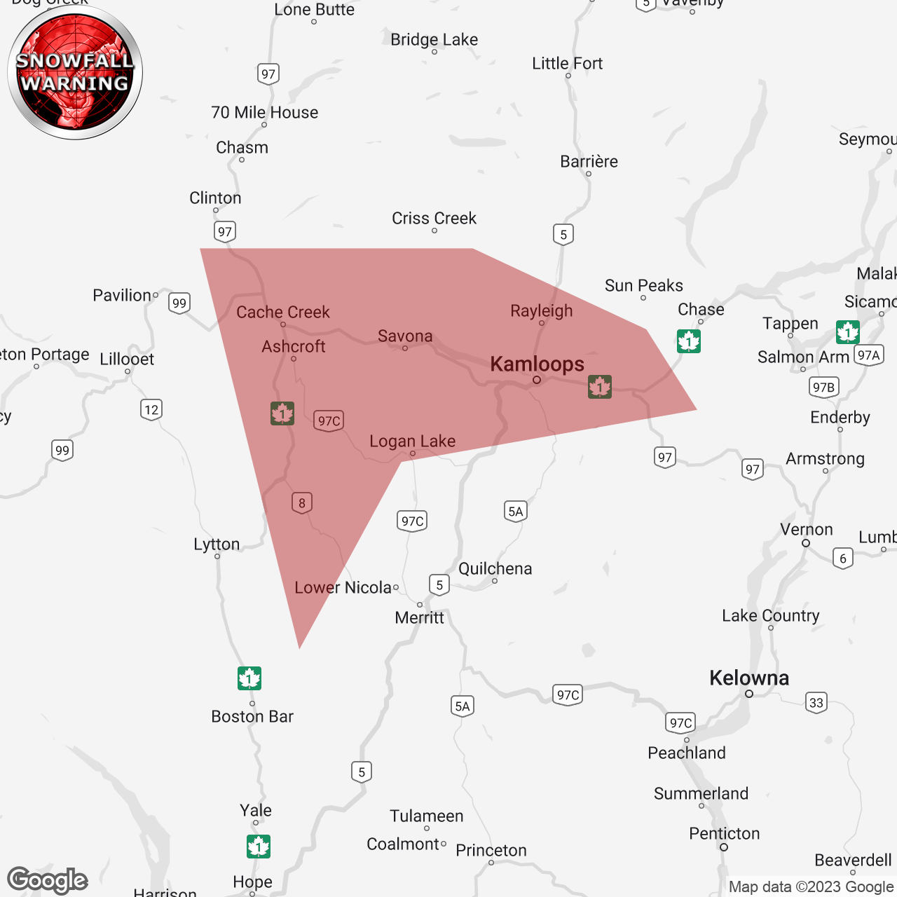 Snowfall Warning Issued