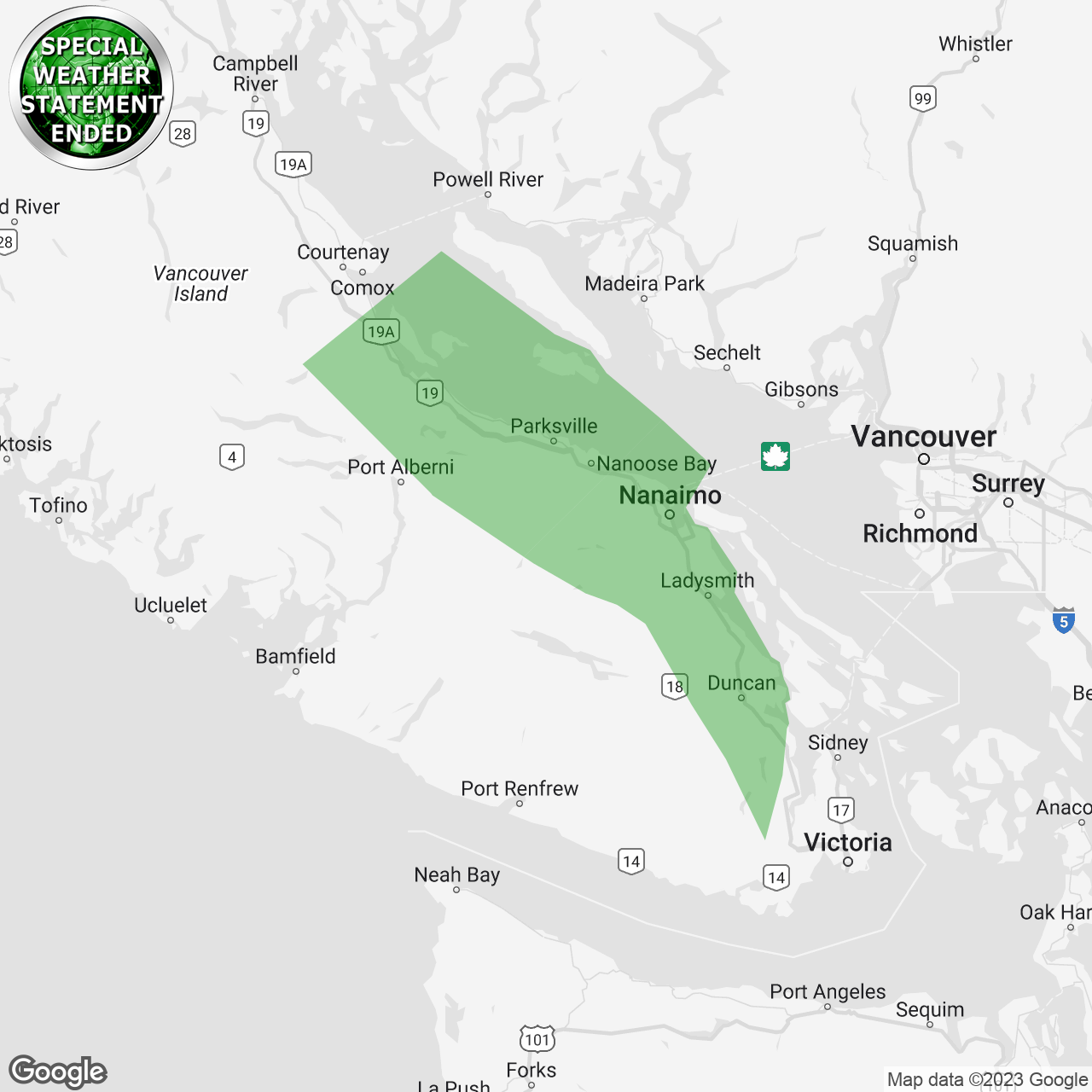 Special Weather Statement Ended