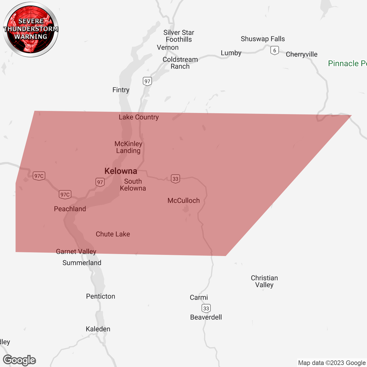 Severe Thunderstorm Warning Issued