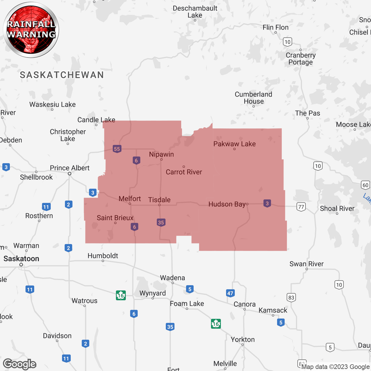 Rainfall Warning Issued