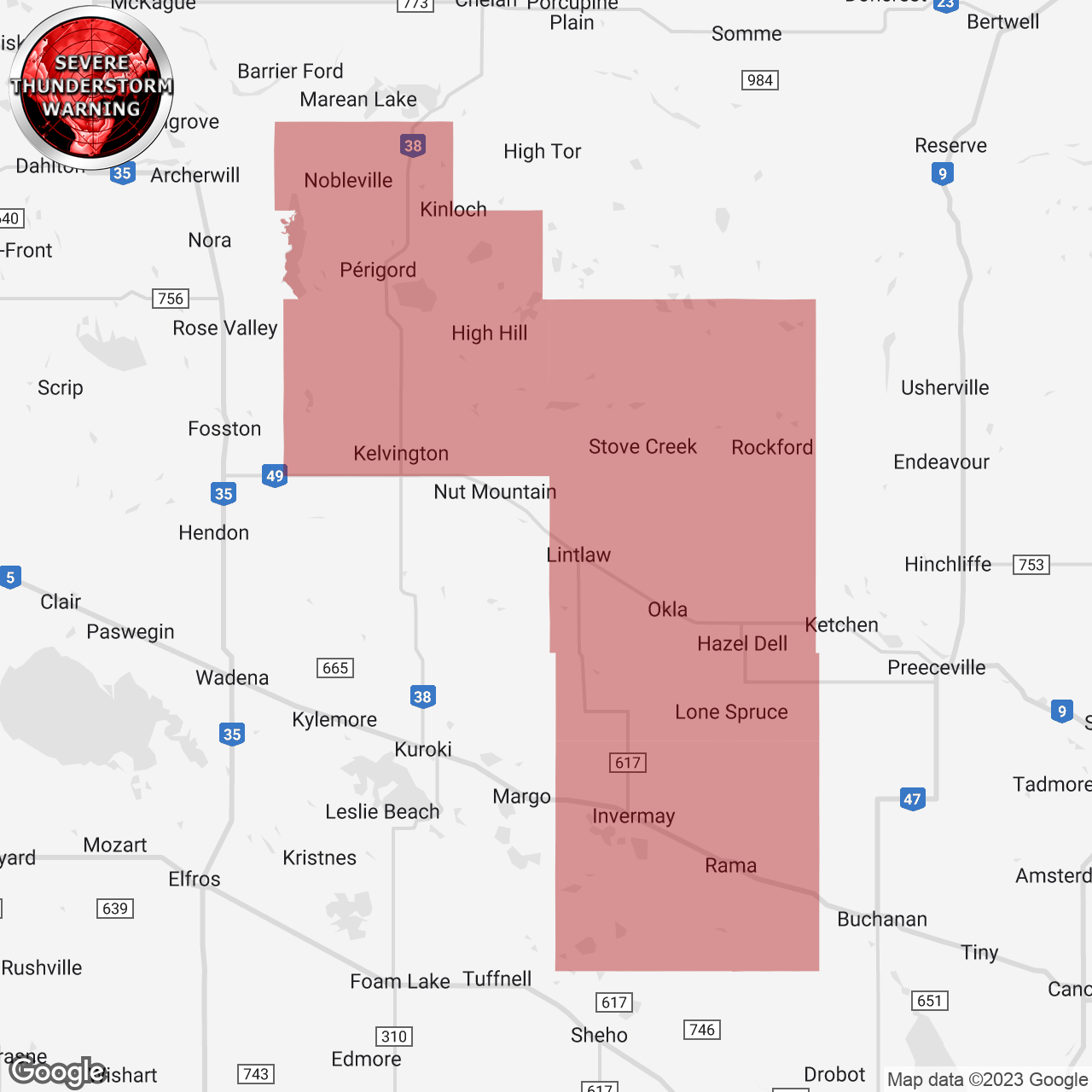 Severe Thunderstorm Warning Issued