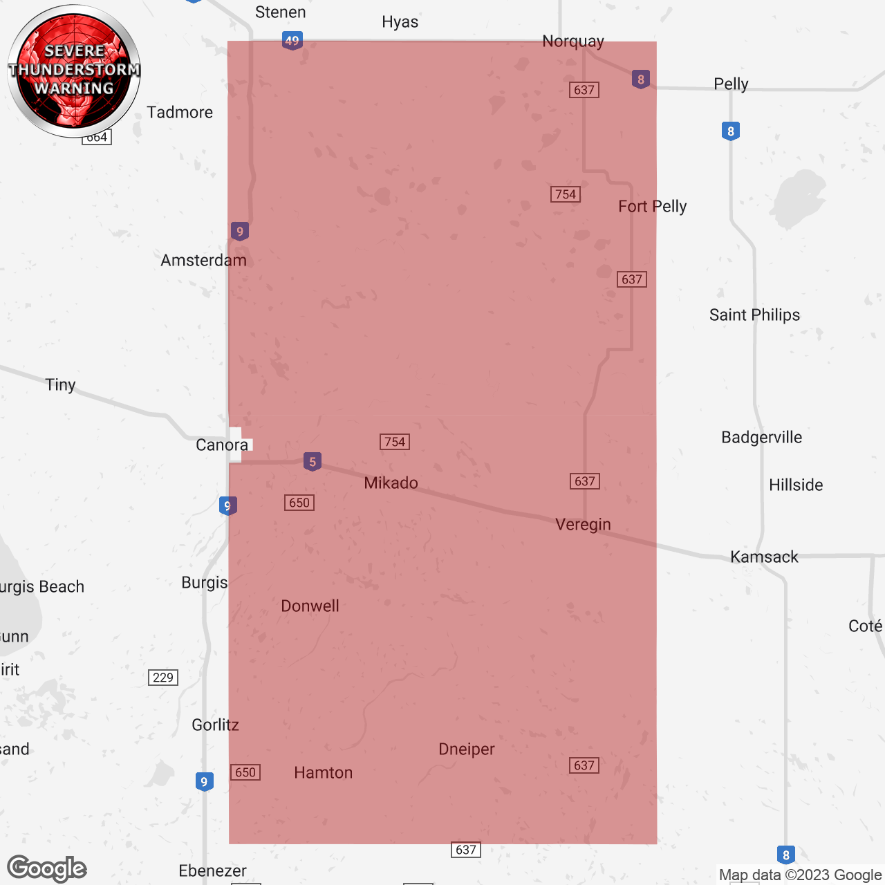 Severe Thunderstorm Warning Issued